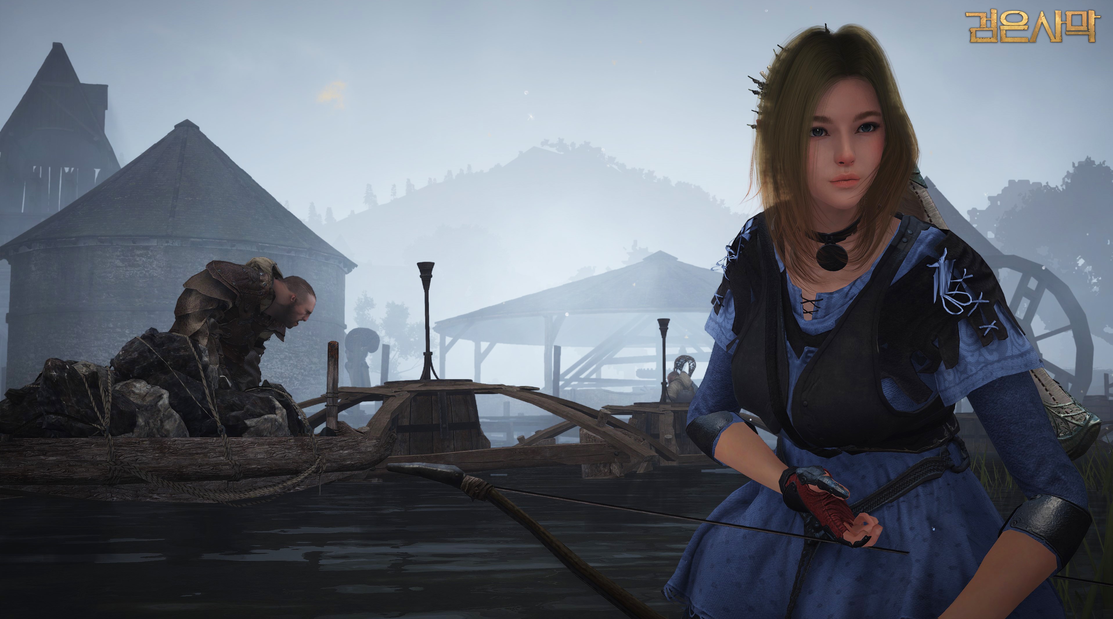 Black Desert Archer in a Misty Village HD Wallpaper