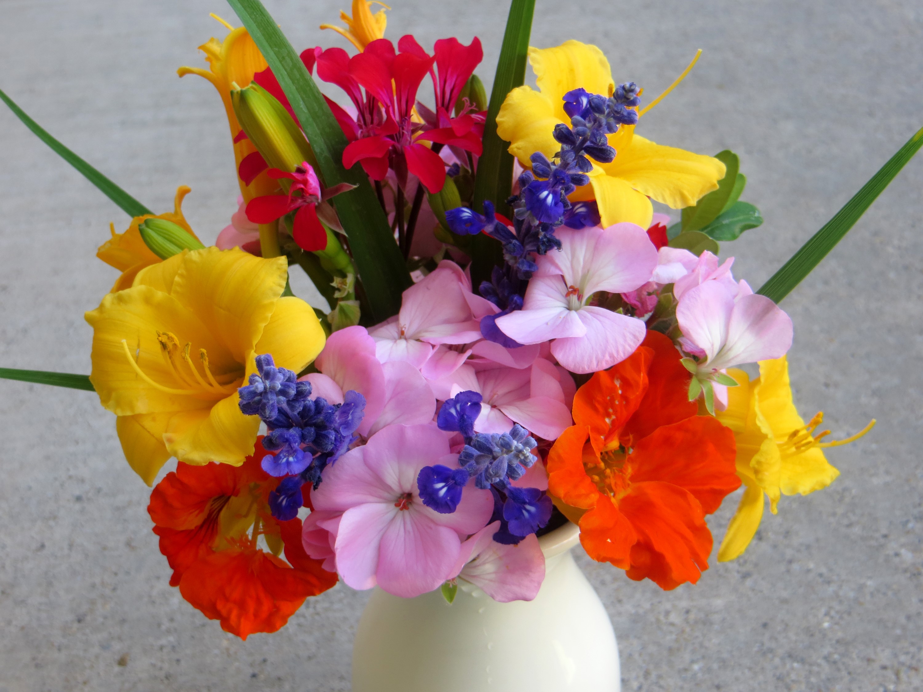 A colorful bouquet of flowers in a vase HD Wallpaper