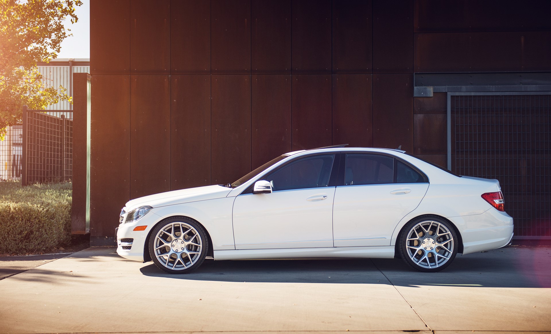 White Mercedes-Benz C250 Sedan HD Wallpaper