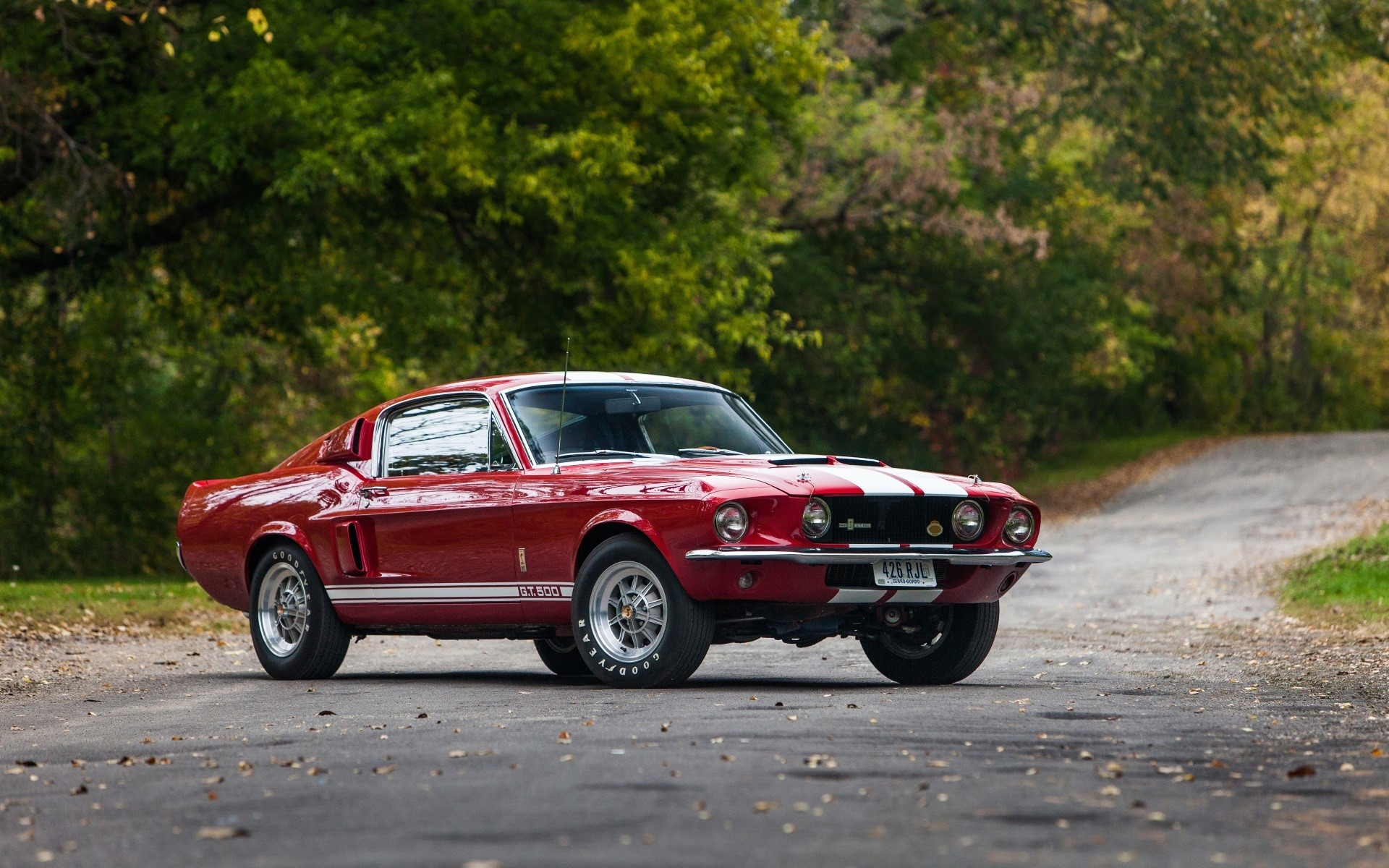 Red 1967 Shelby GT500 Mustang on a Road HD Wallpaper