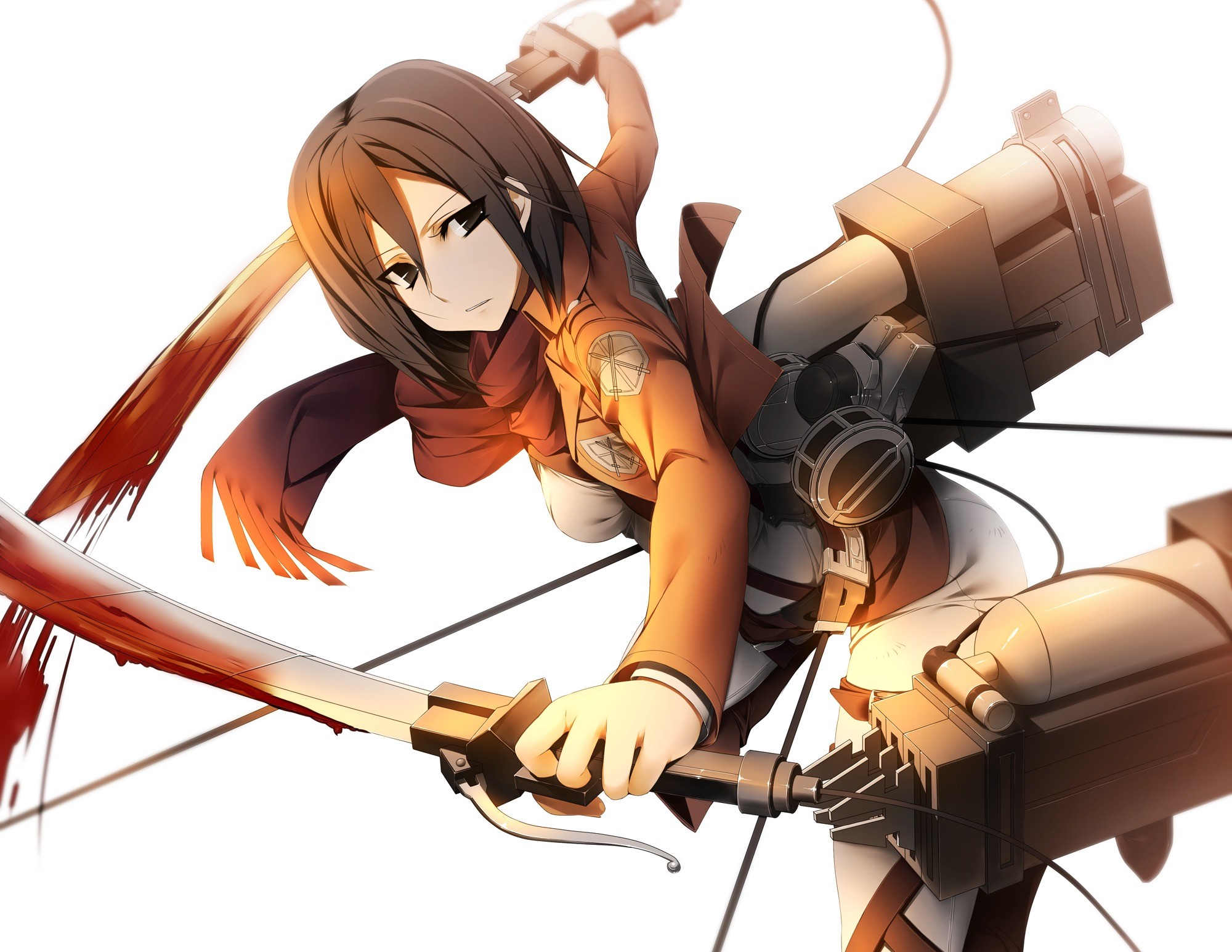 Mikasa Ackerman from Attack on Titan with swords HD Wallpaper