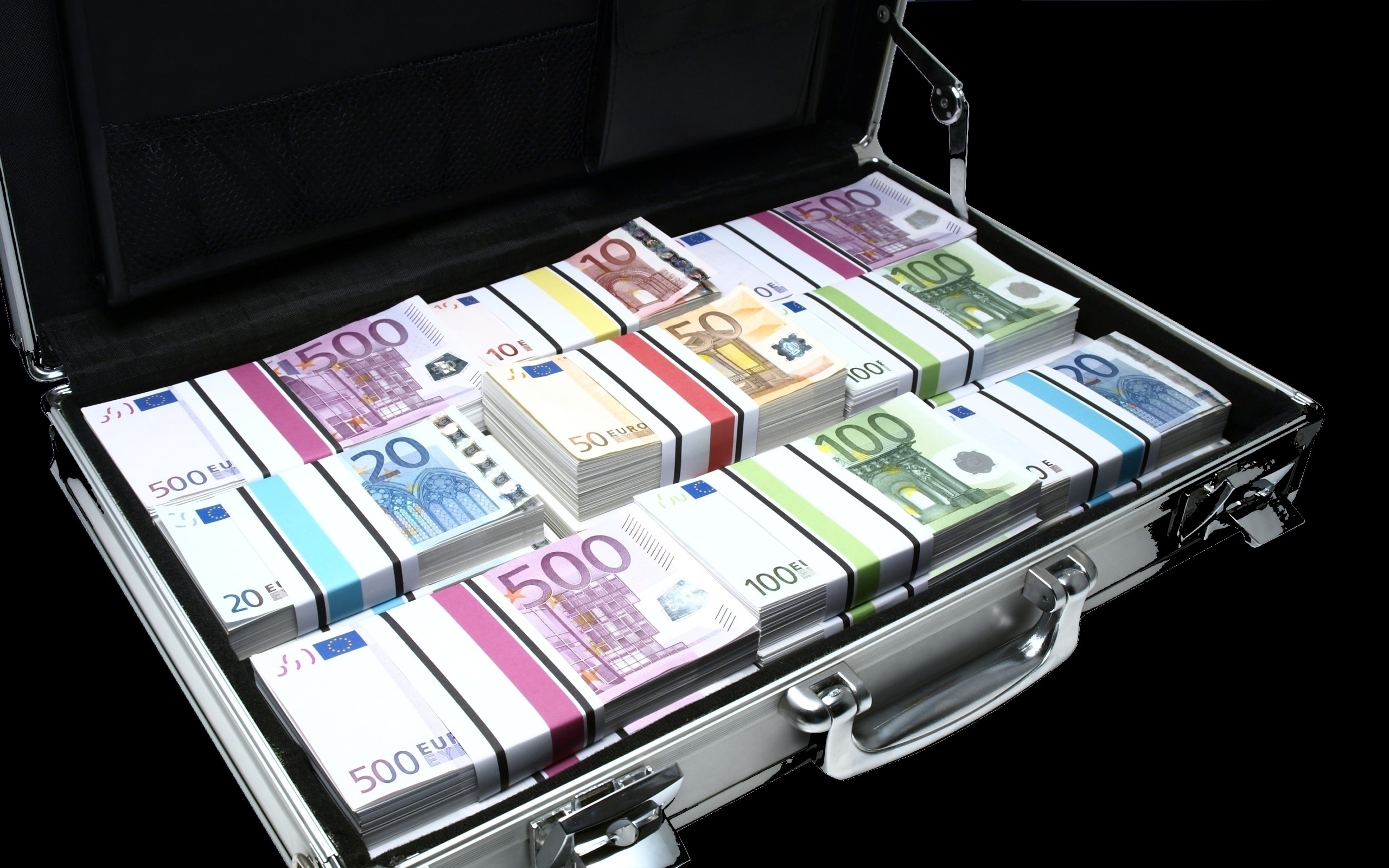Briefcase full of Euro banknotes HD Wallpaper