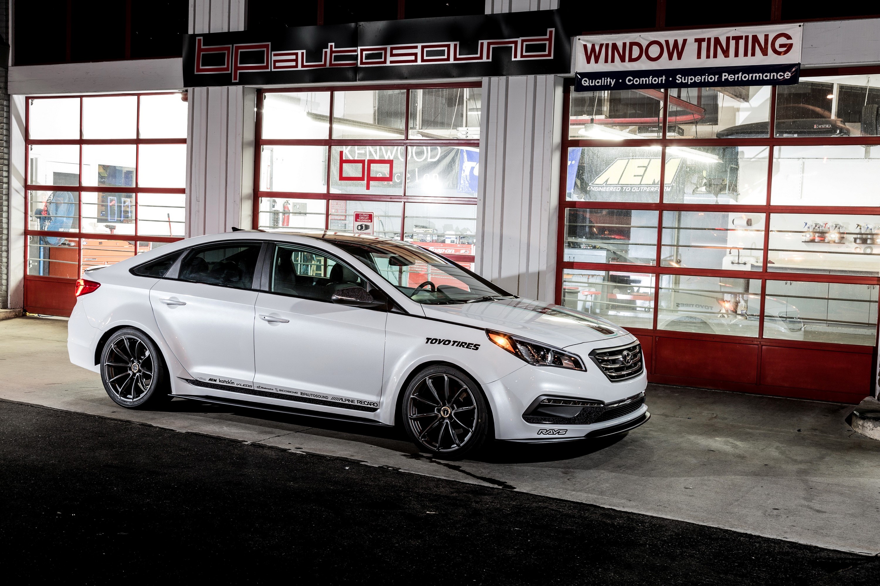 White Hyundai Sonata JP Edition with Toyo Tires HD Wallpaper