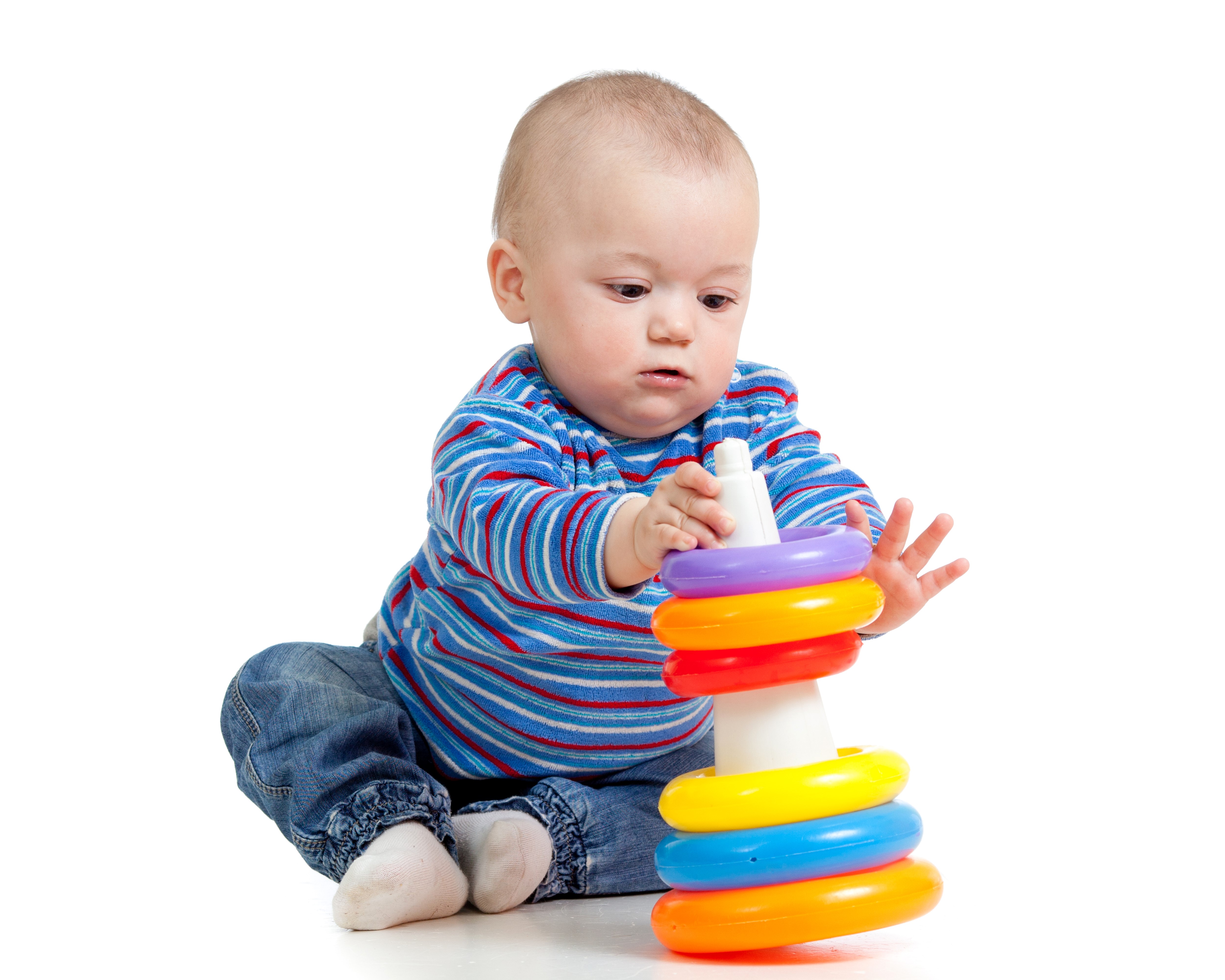 Baby playing with a stacking ring toy HD Wallpaper