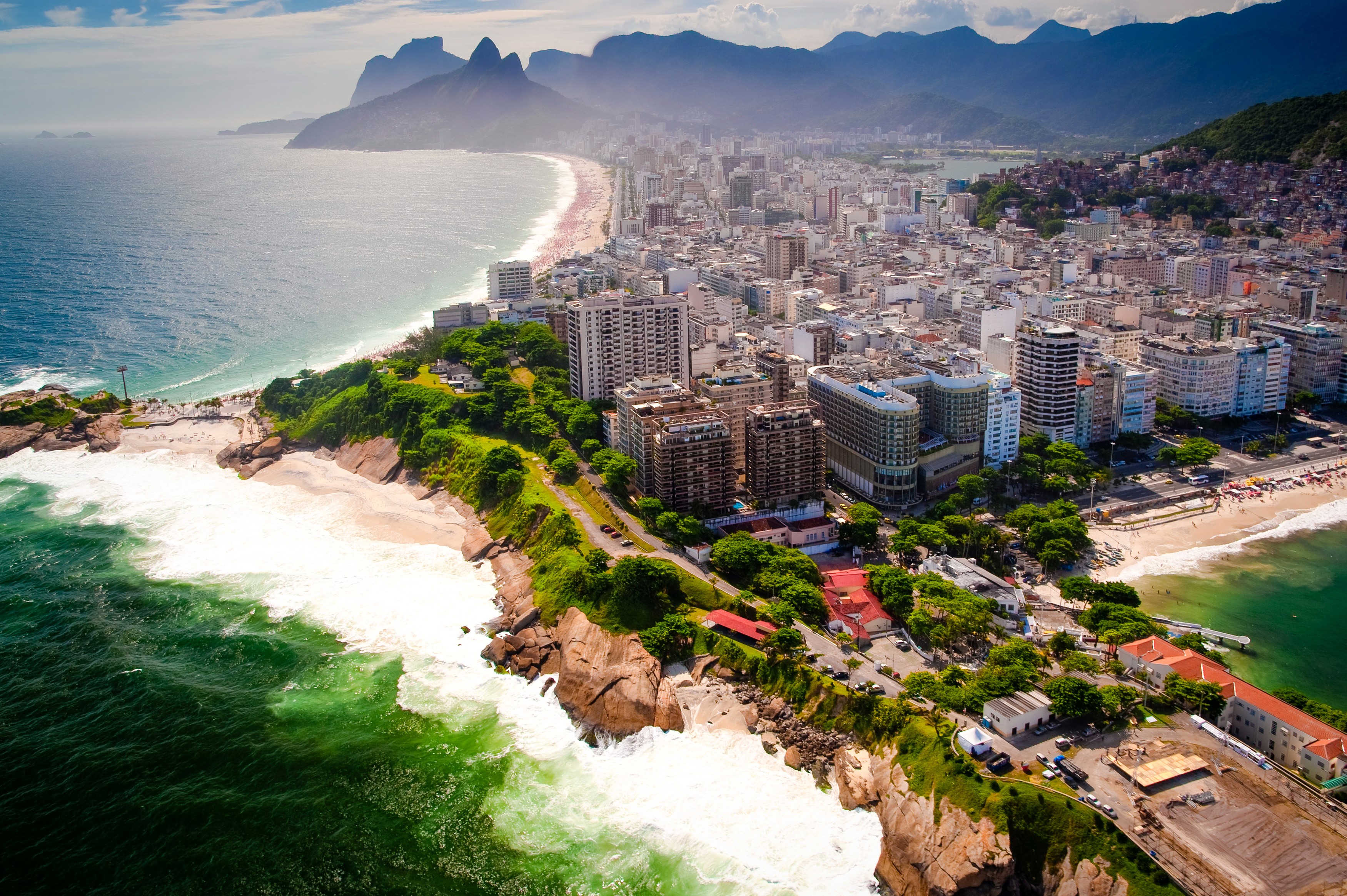Aerial view of Rio de Janeiro coastline and city HD Wallpaper