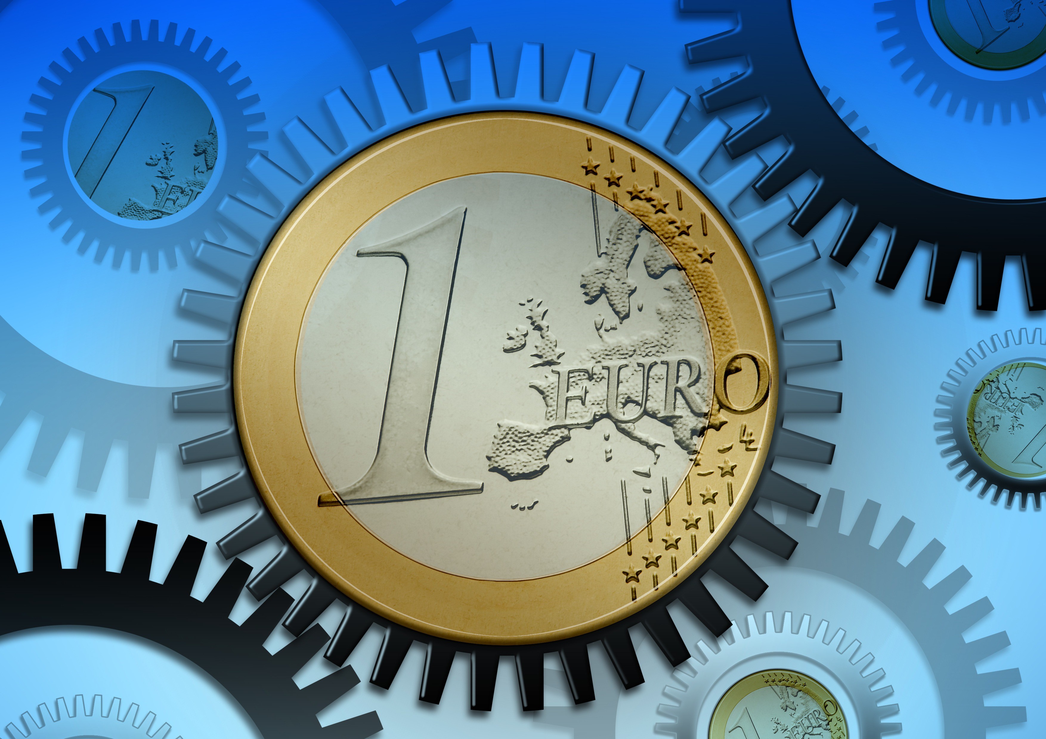 One Euro coin with gears HD Wallpaper