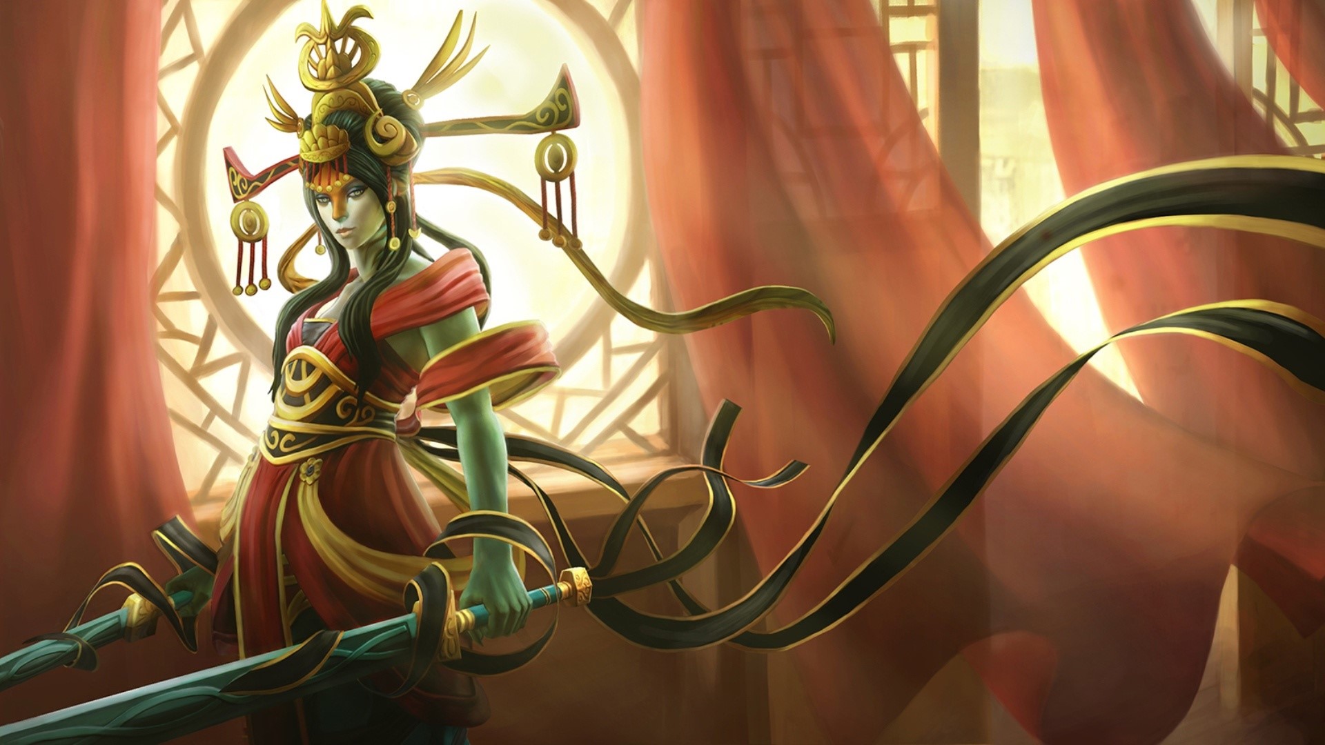 Naga Siren from DOTA 2 with swords HD Wallpaper