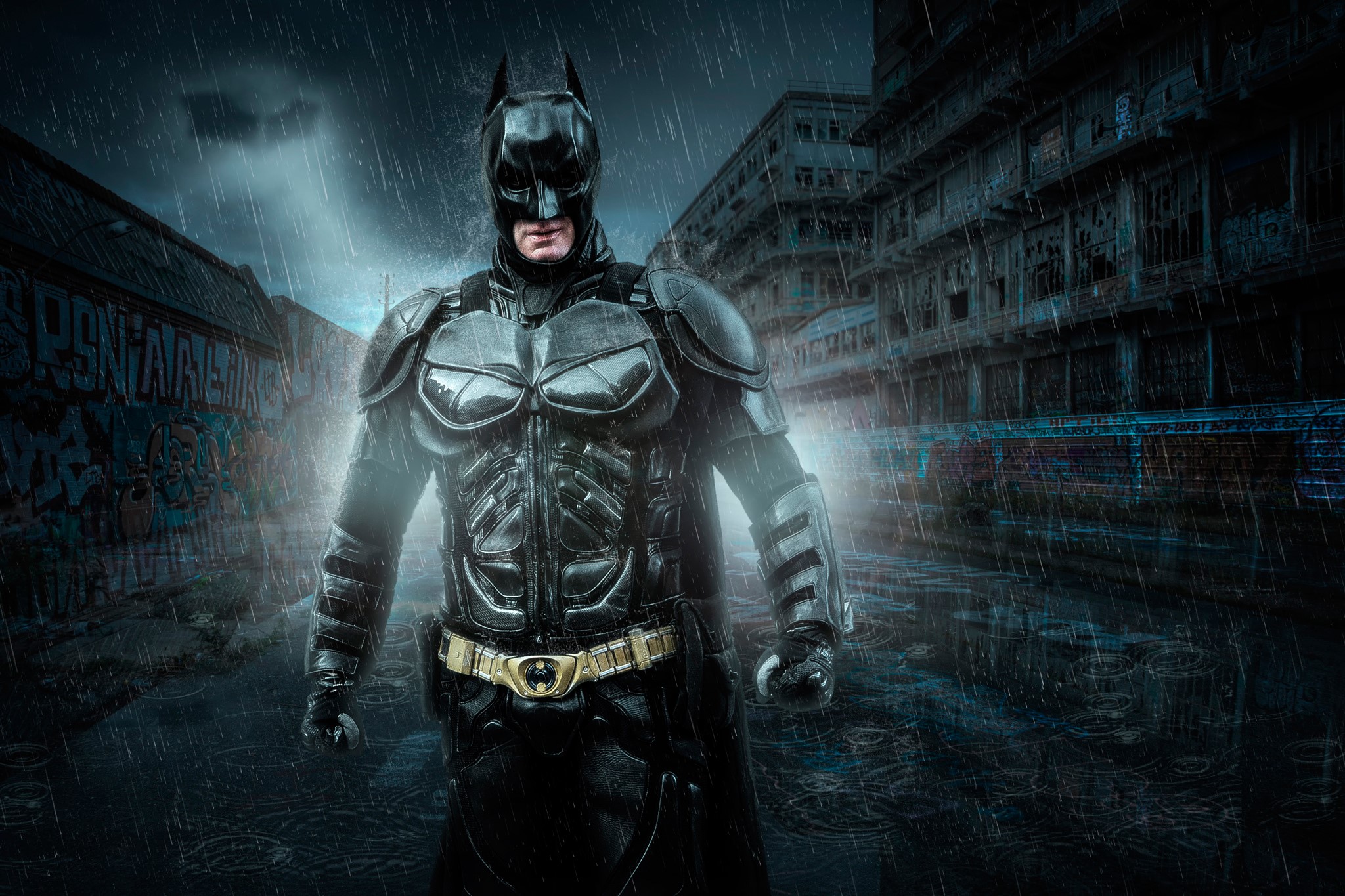 Batman in the Rain HD Wallpaper