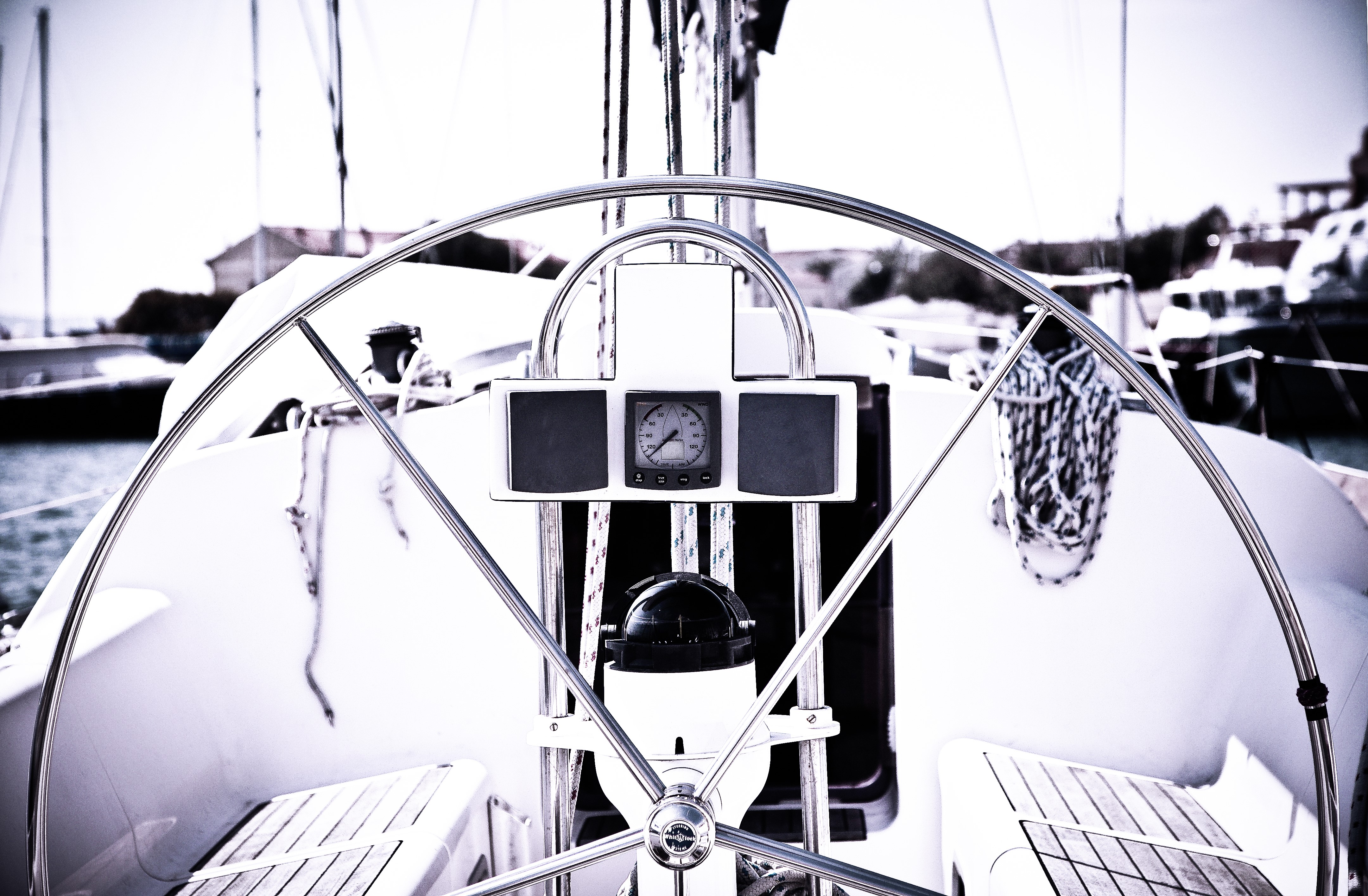 Yacht steering wheel and instruments HD Wallpaper