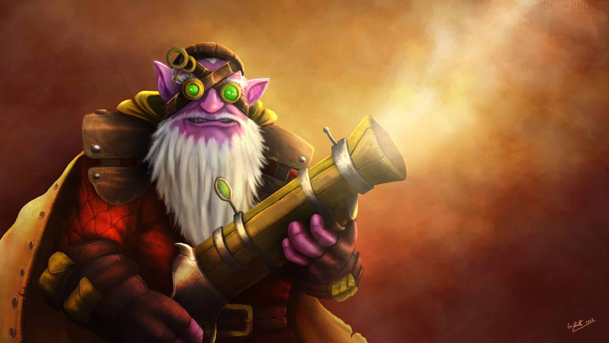 Kardel Sharpeye from DOTA 2 holding a rifle HD Wallpaper