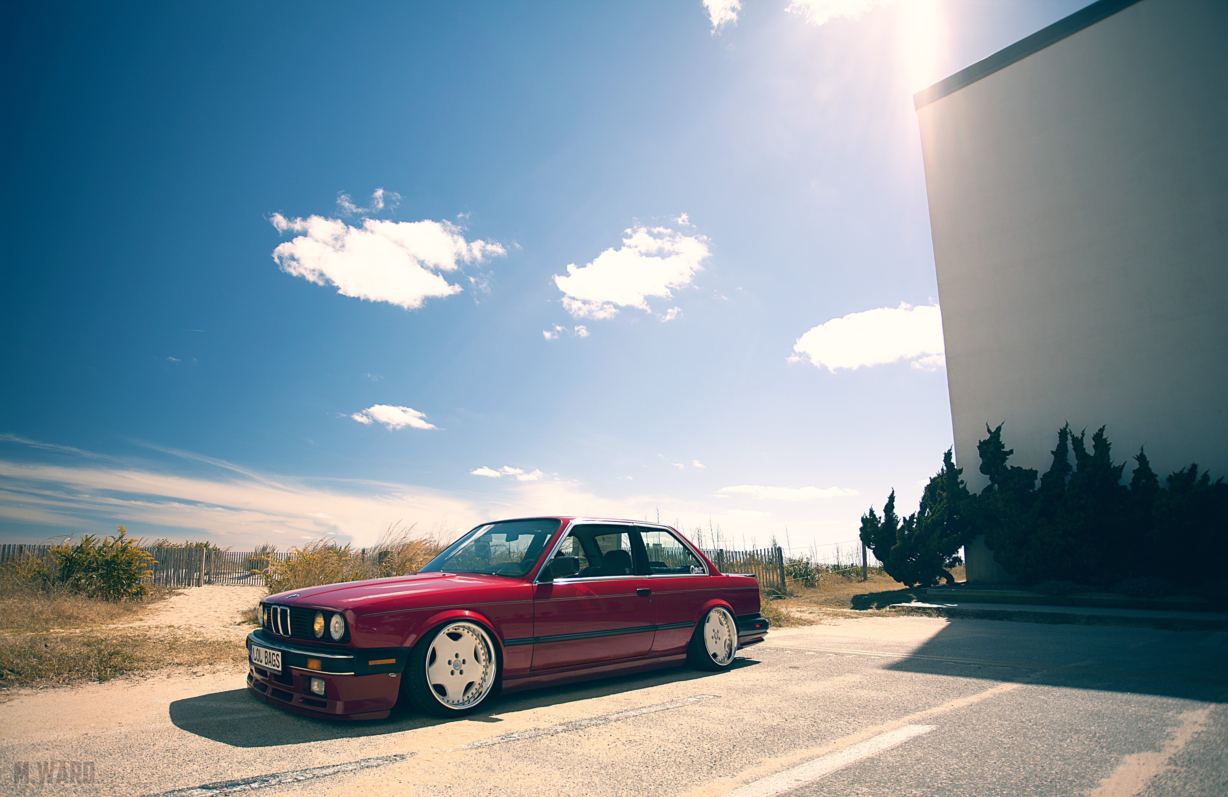 Red BMW 3 Series Stance Car HD Wallpaper