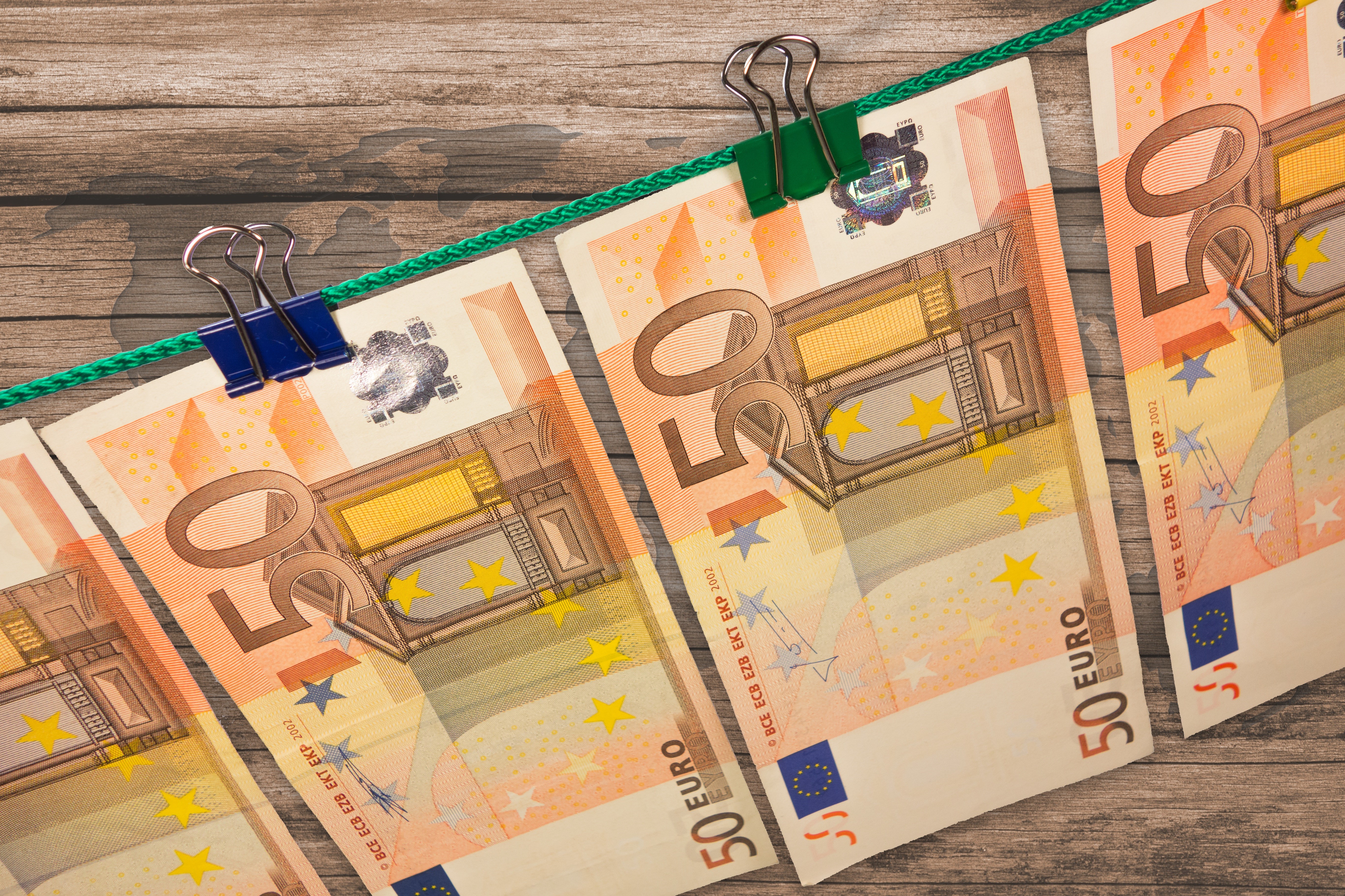 50 Euro Banknotes on a Clothesline HD Wallpaper