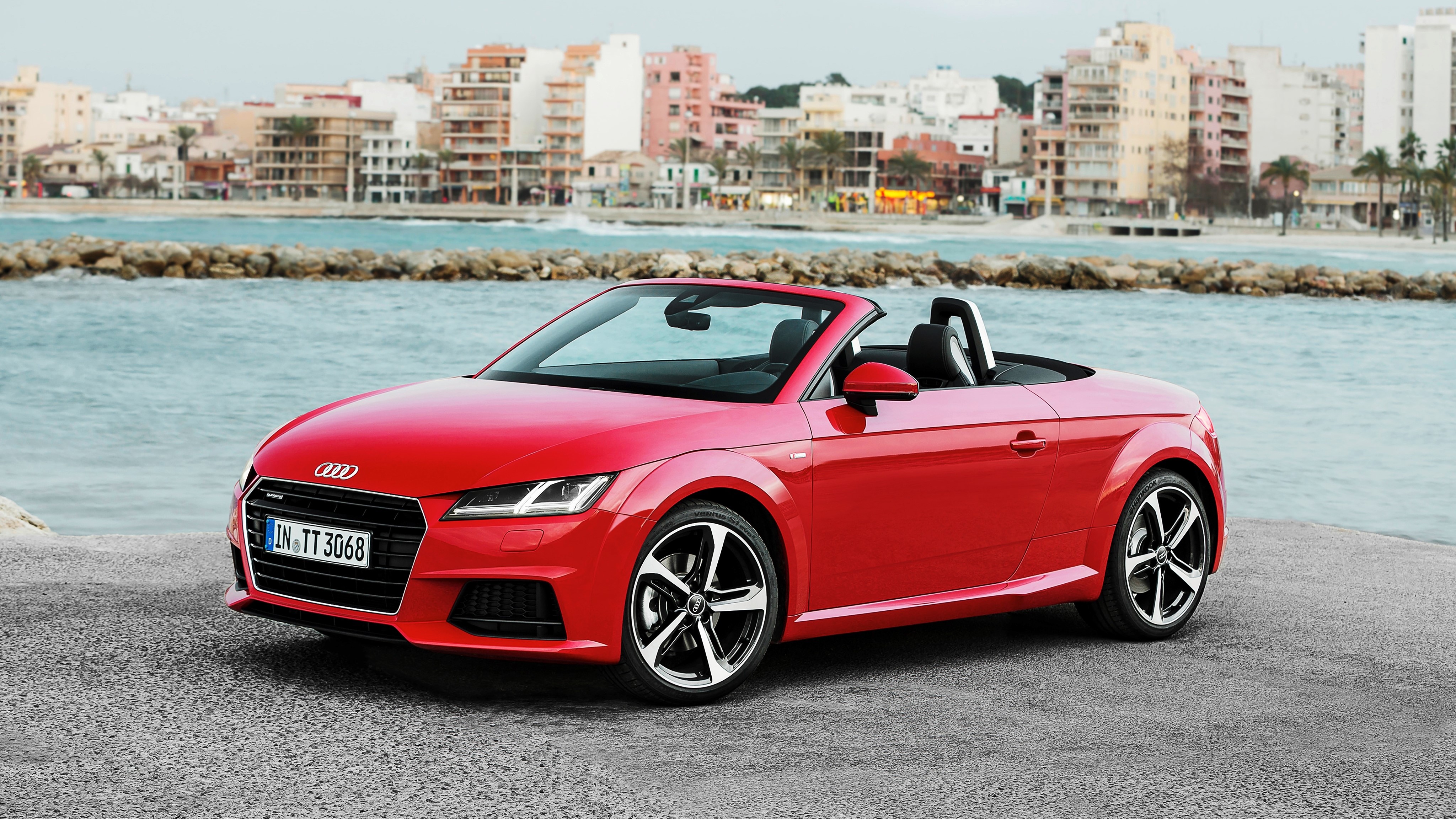 Red Audi TT Roadster 2.0 TFSI quattro S Cabriolet HD Wallpaper