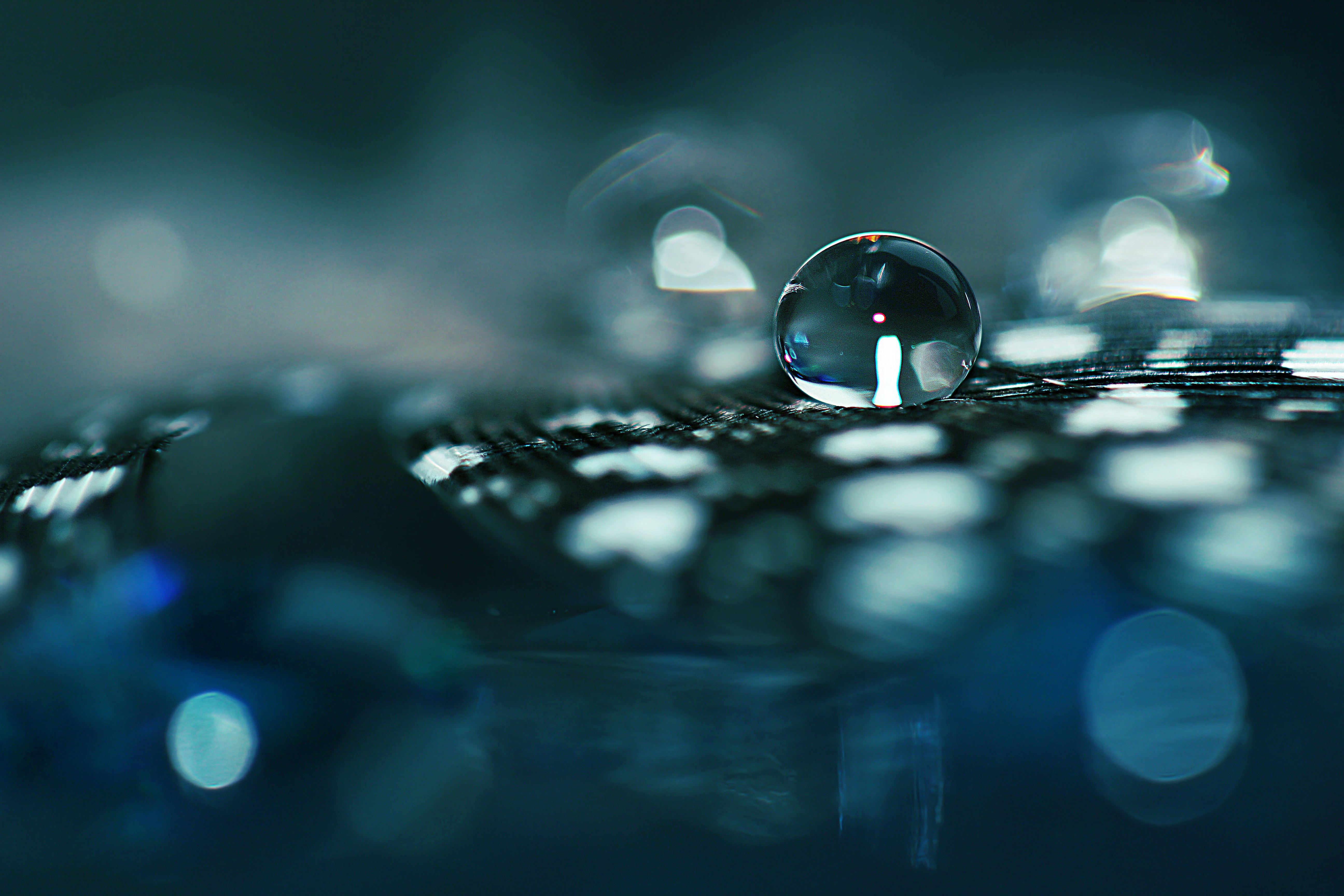 Water drop on a feather macro shot HD Wallpaper