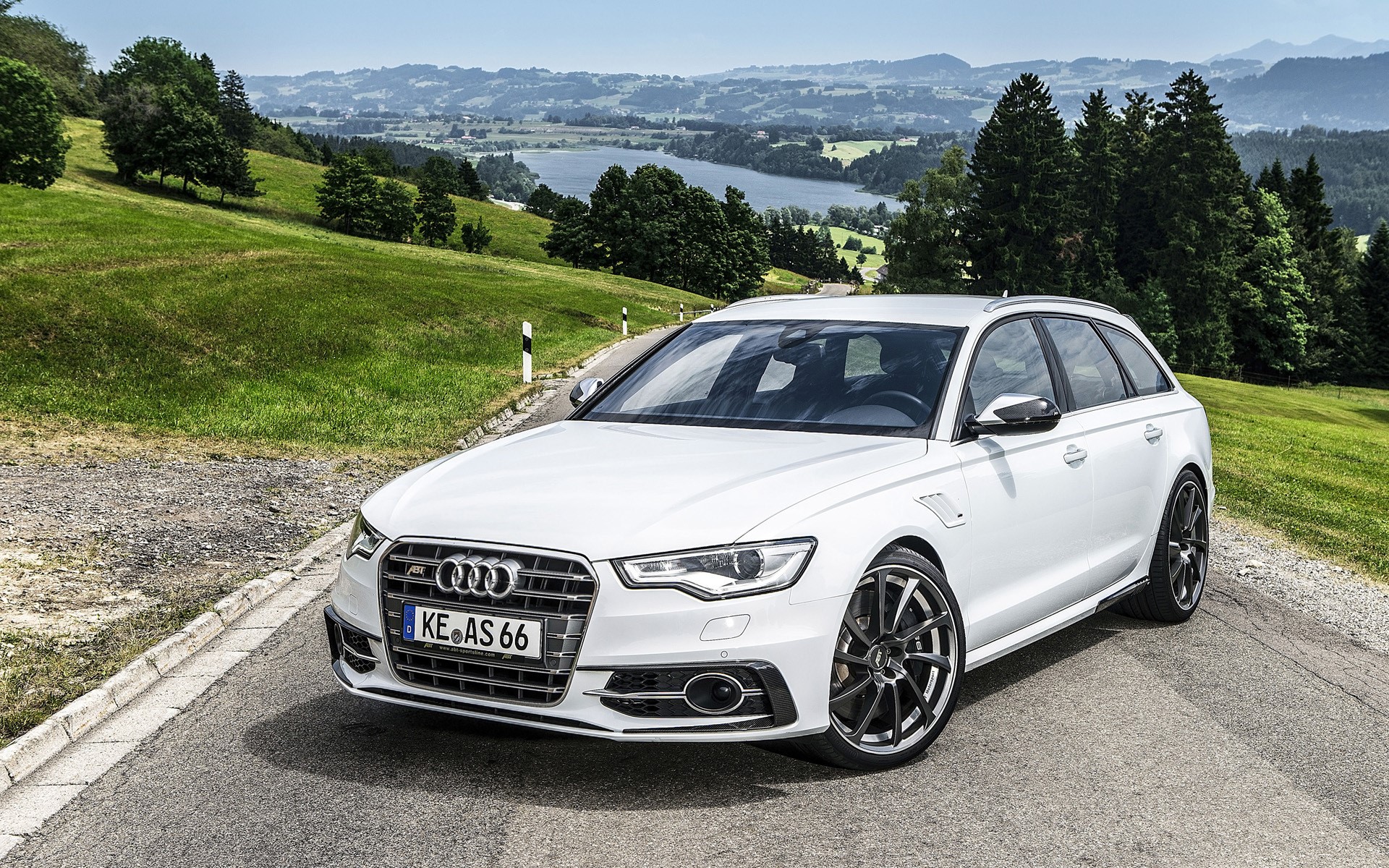 White Abt AS6-R Audi on a Scenic Road HD Wallpaper