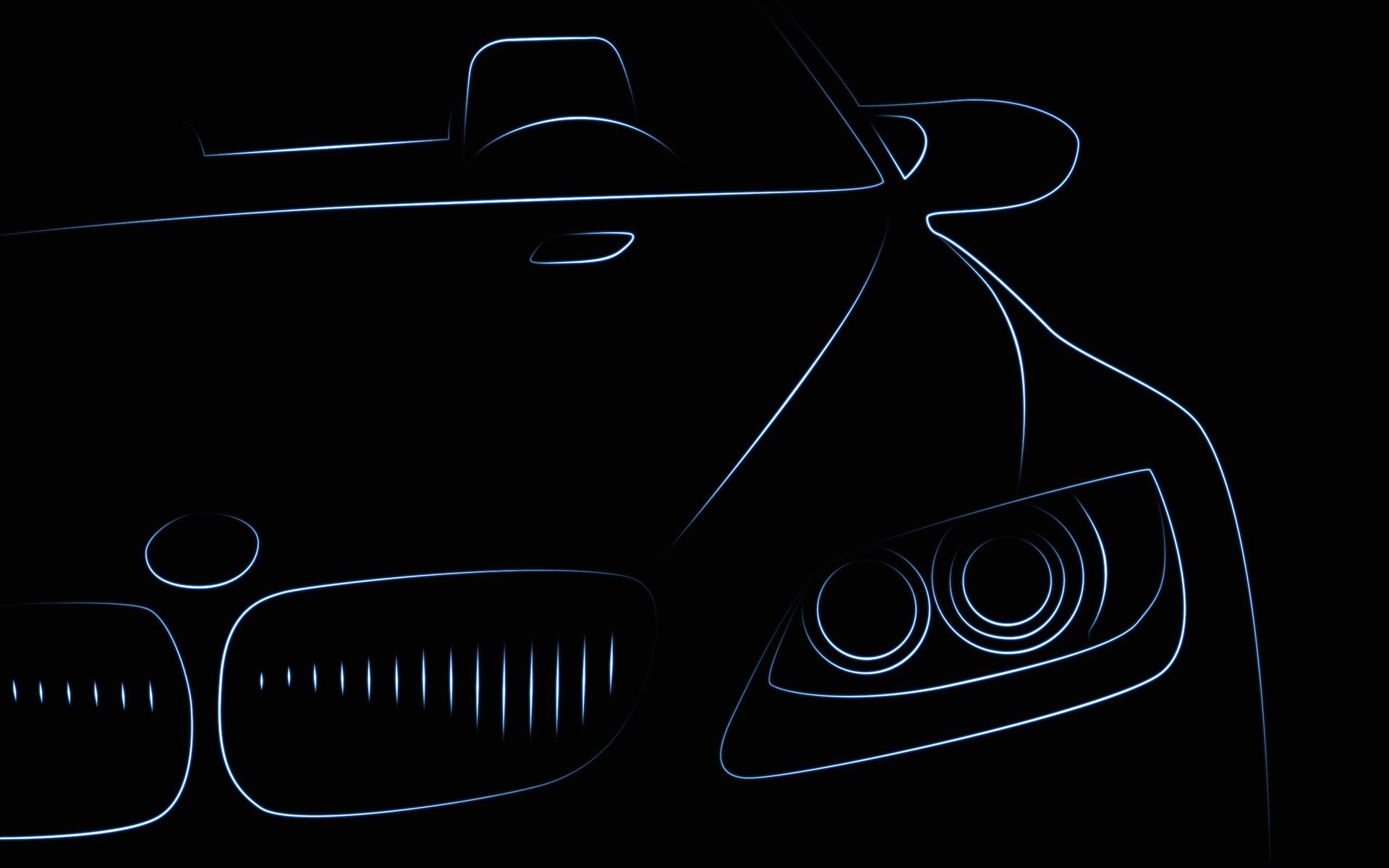 BMW car outline with headlights and grille HD Wallpaper