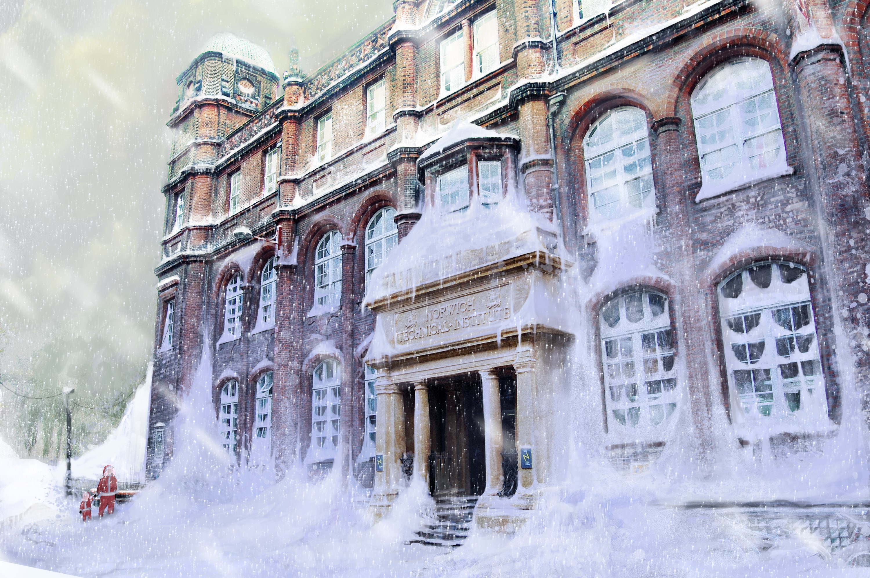 Norwich Technical Institute in a snowstorm HD Wallpaper