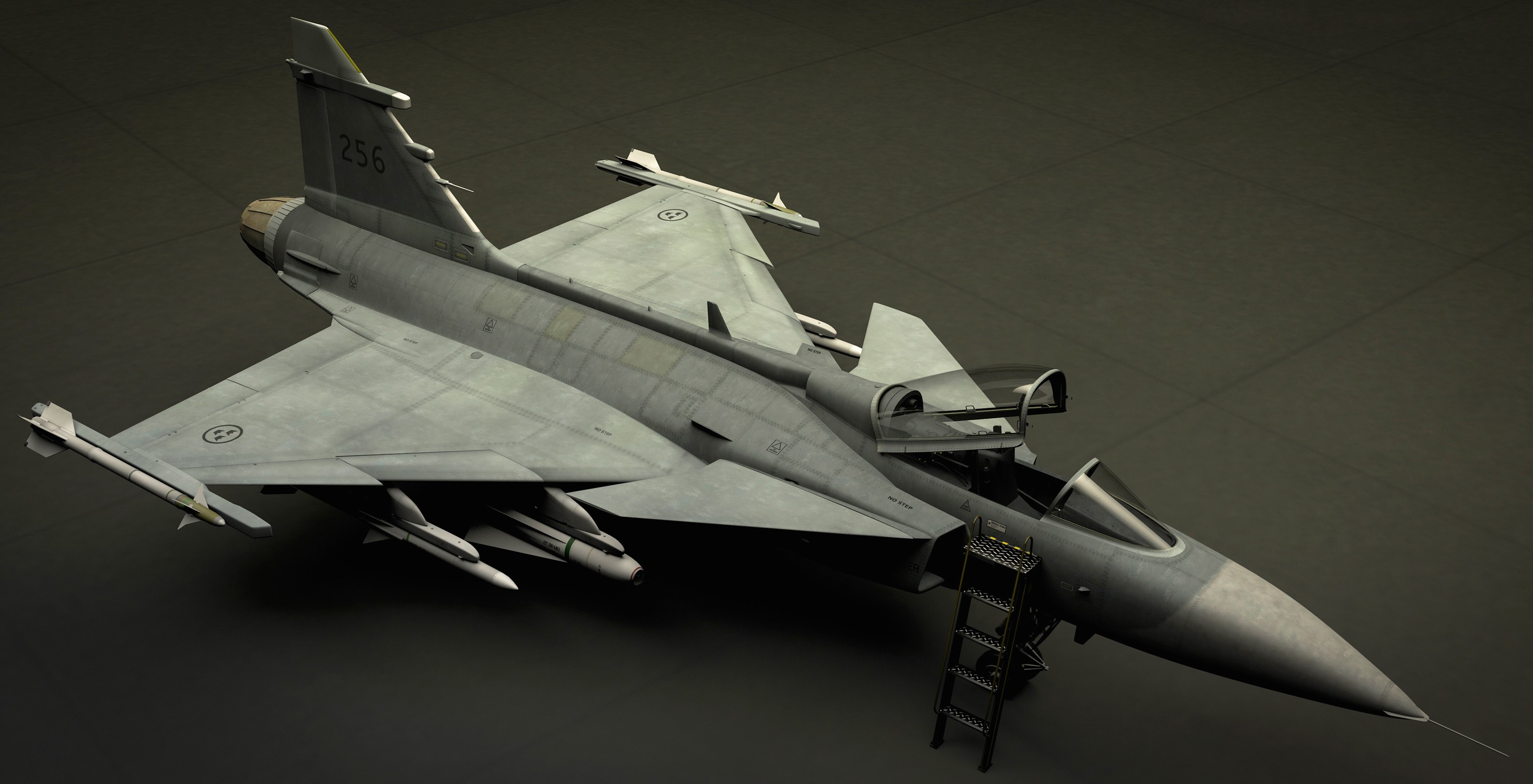 Saab JAS 39 Gripen fighter jet on tarmac HD Wallpaper