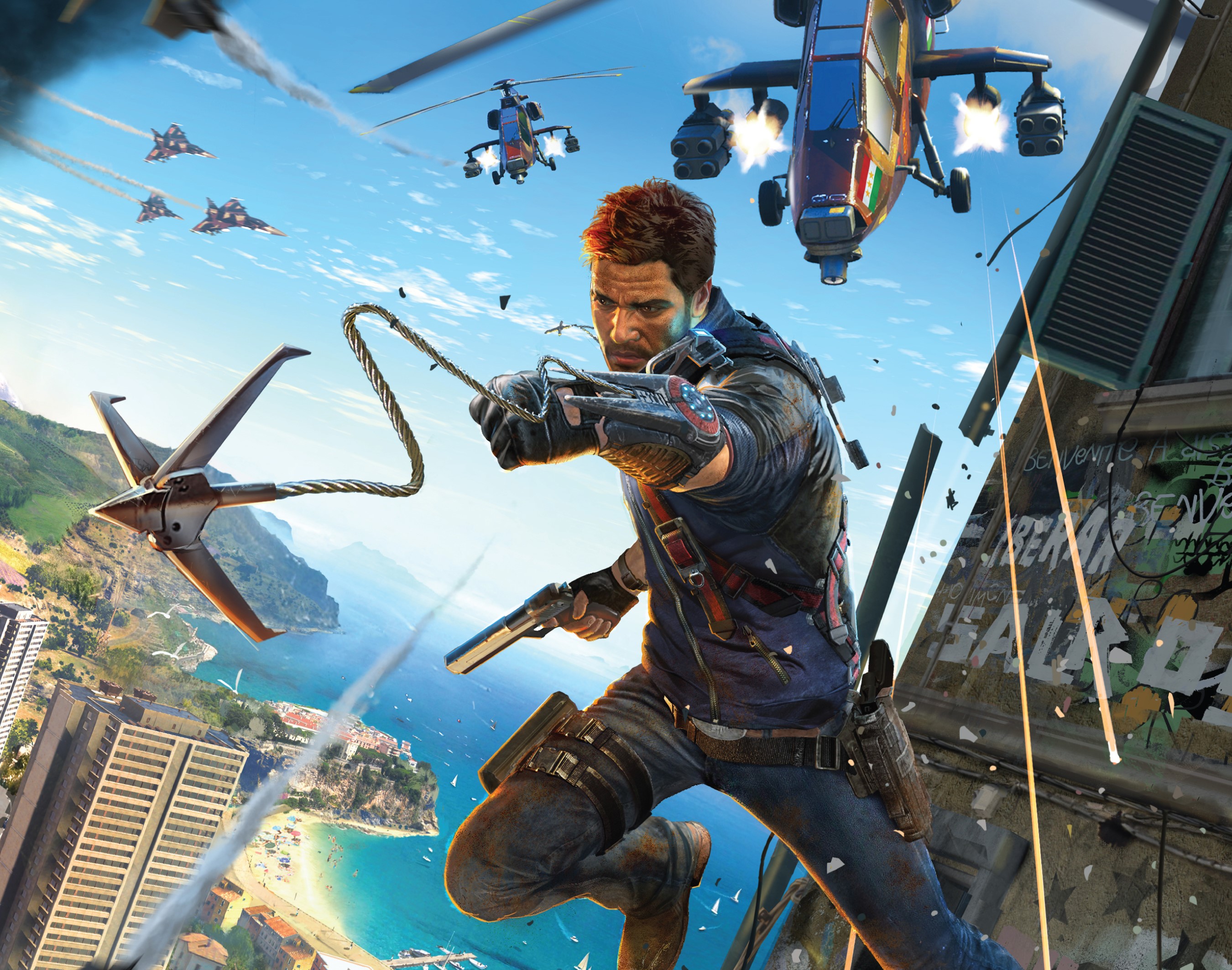 Rico Rodriguez from Just Cause 3 in action HD Wallpaper