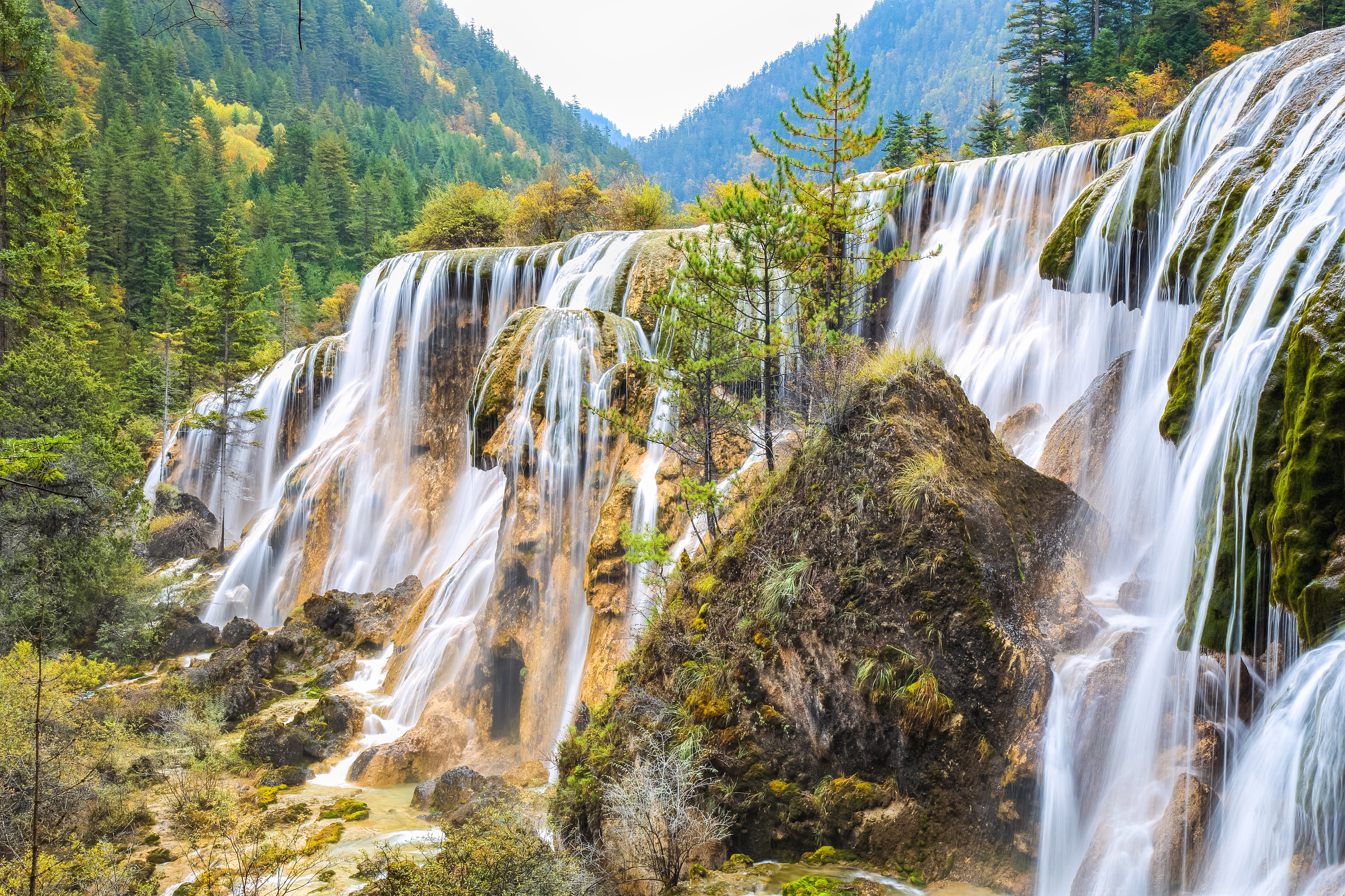 4K Waterfalls in a Forest HD Wallpaper
