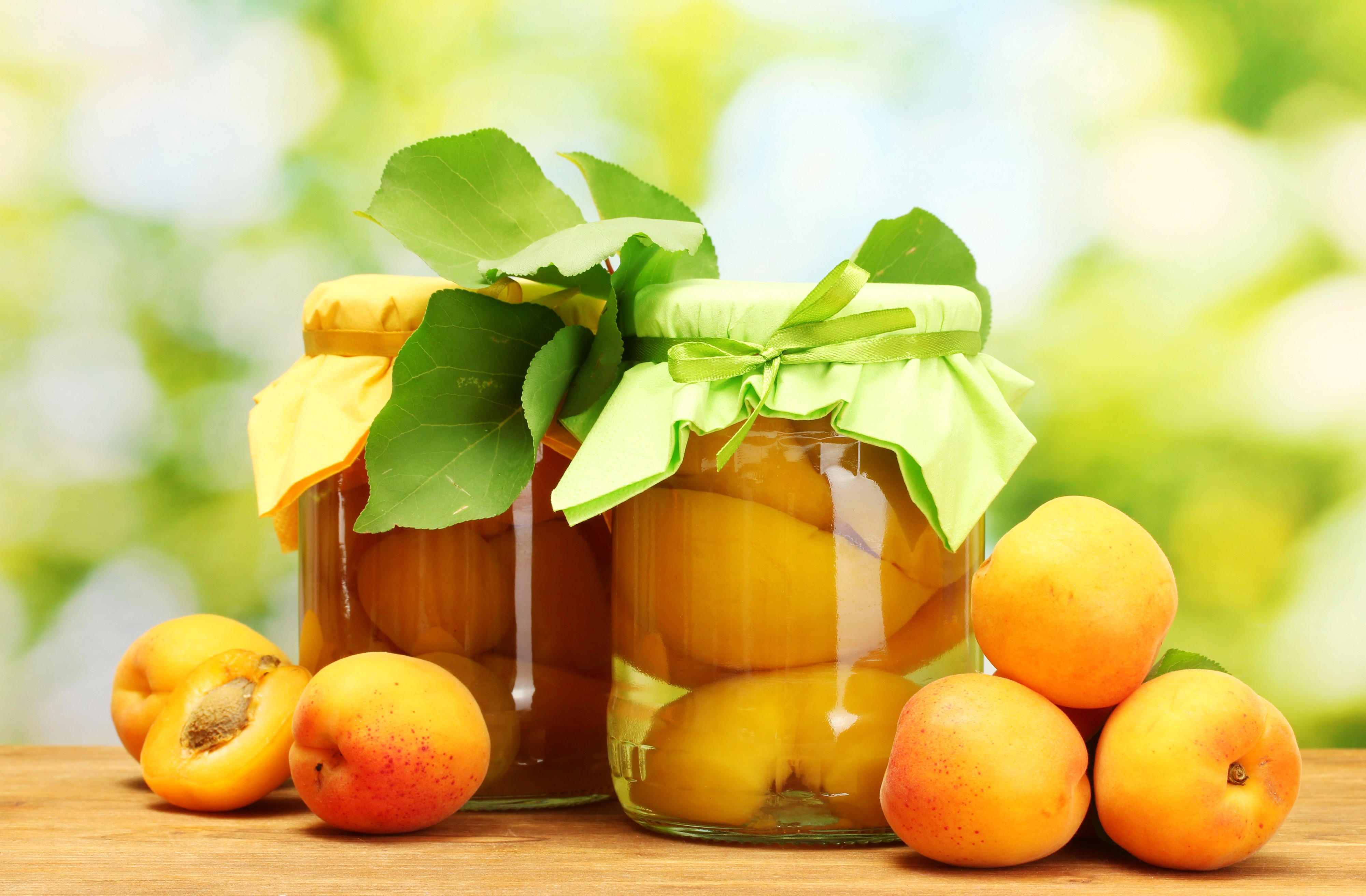 Jars of Apricots with Fresh Apricots HD Wallpaper