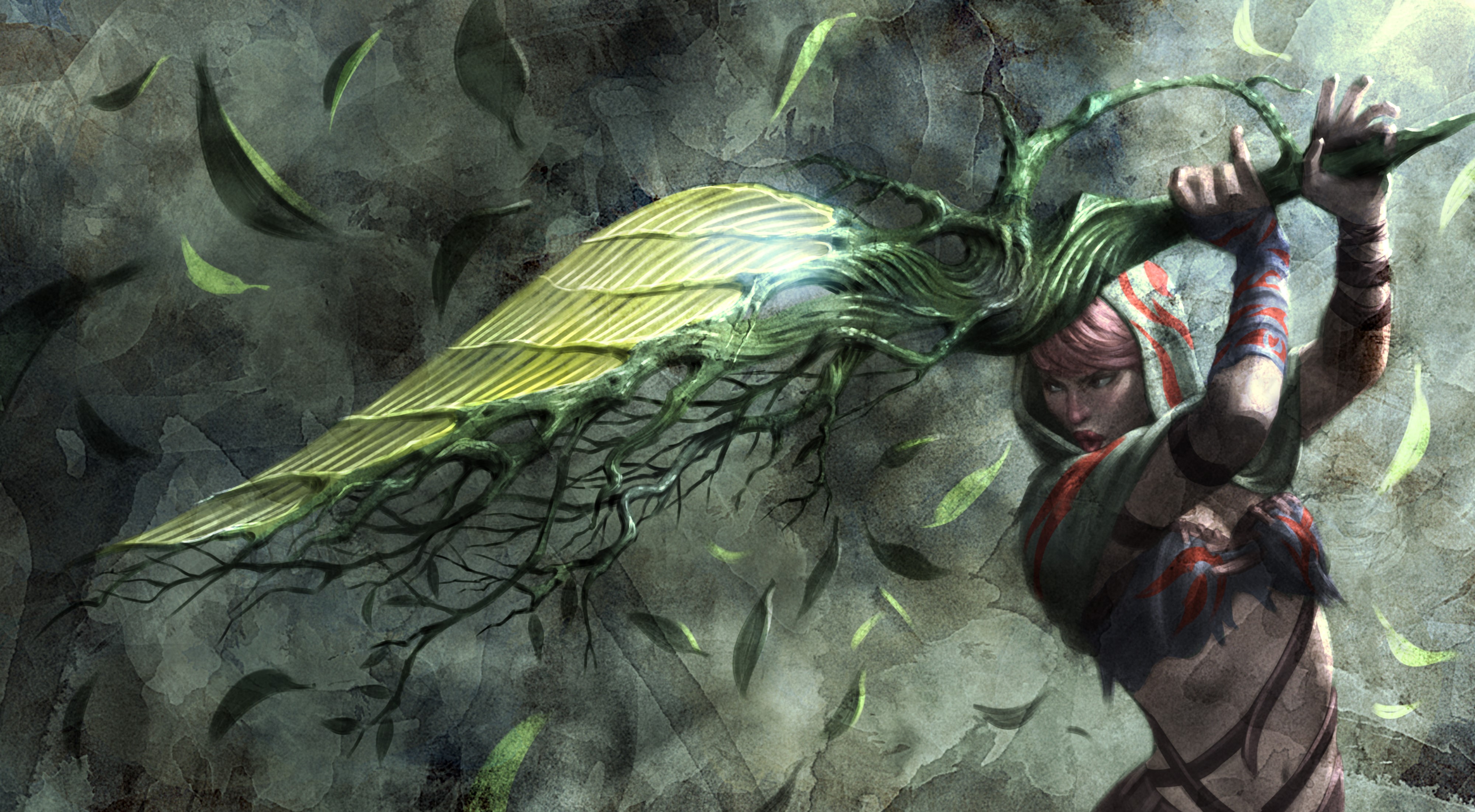 Warrior with a plant-like sword from Soul Sacrifice HD Wallpaper
