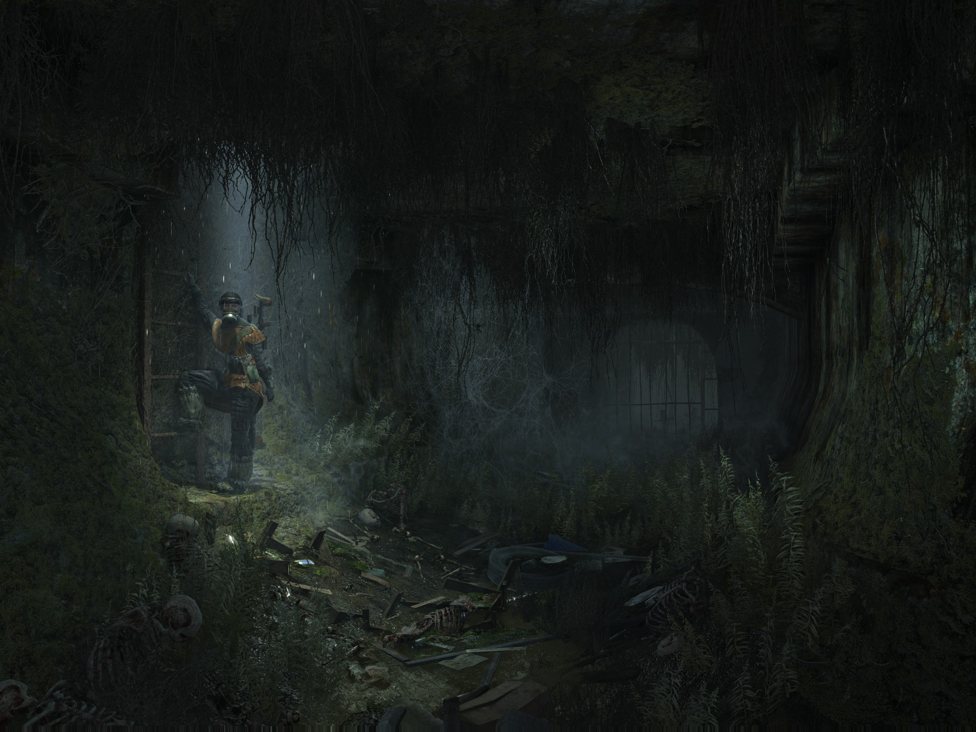 Metro: Last Light character in dark cave HD Wallpaper
