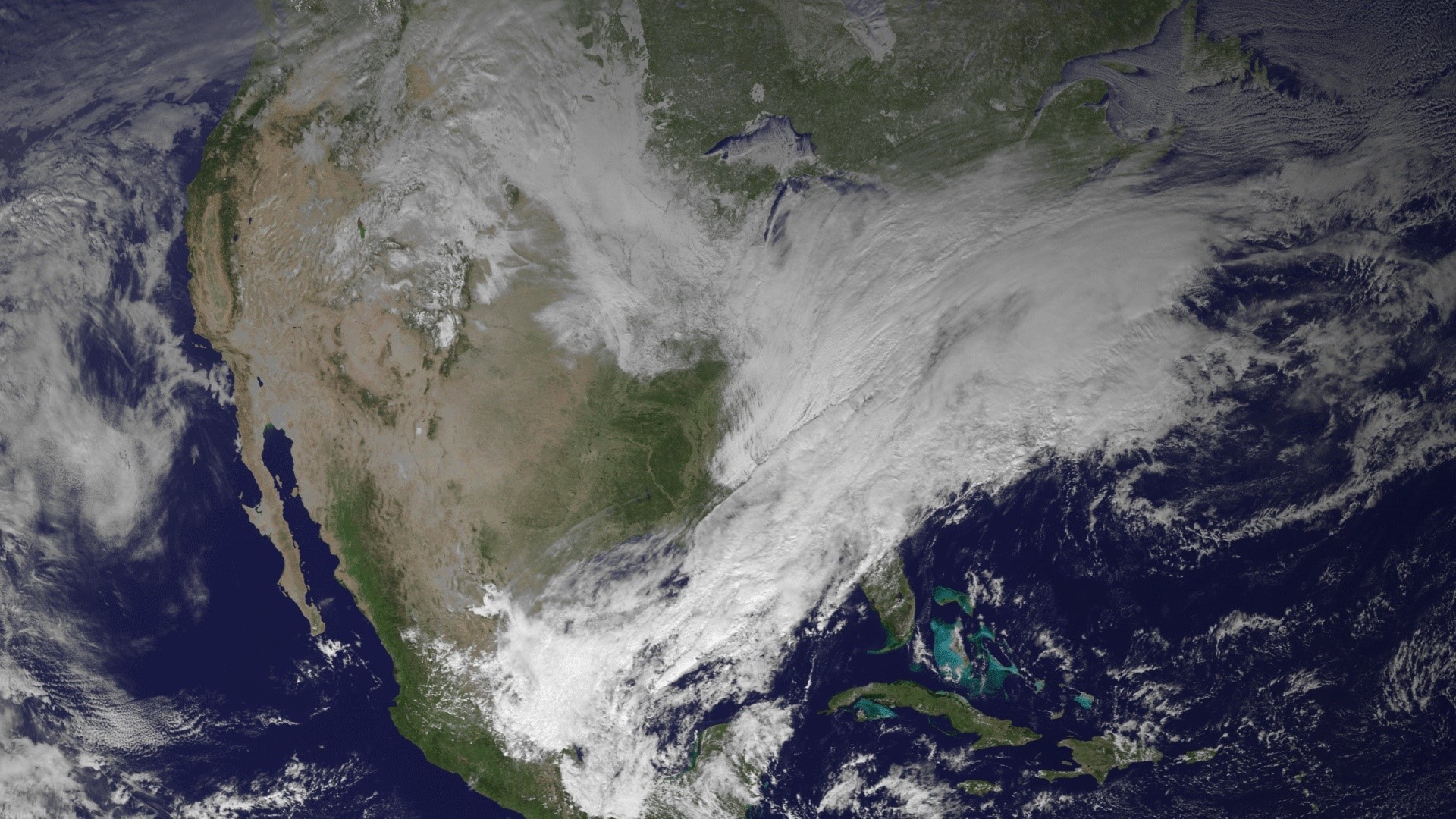 Satellite view of North America with clouds HD Wallpaper