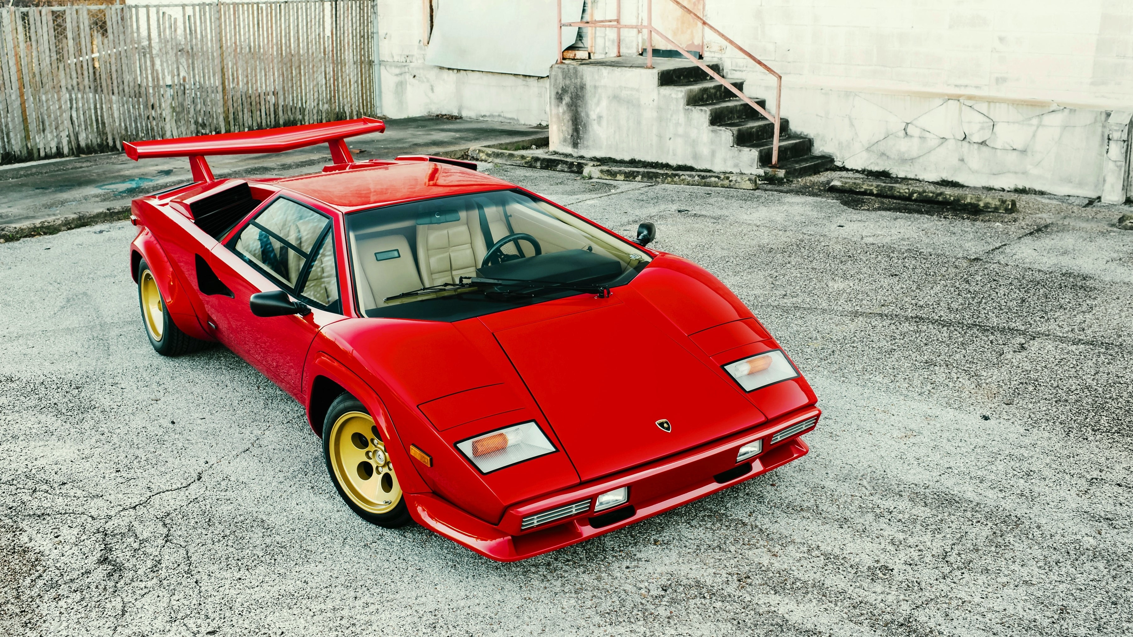 Red 1982 Lamborghini Countach LP5000 S Bertone HD Wallpaper