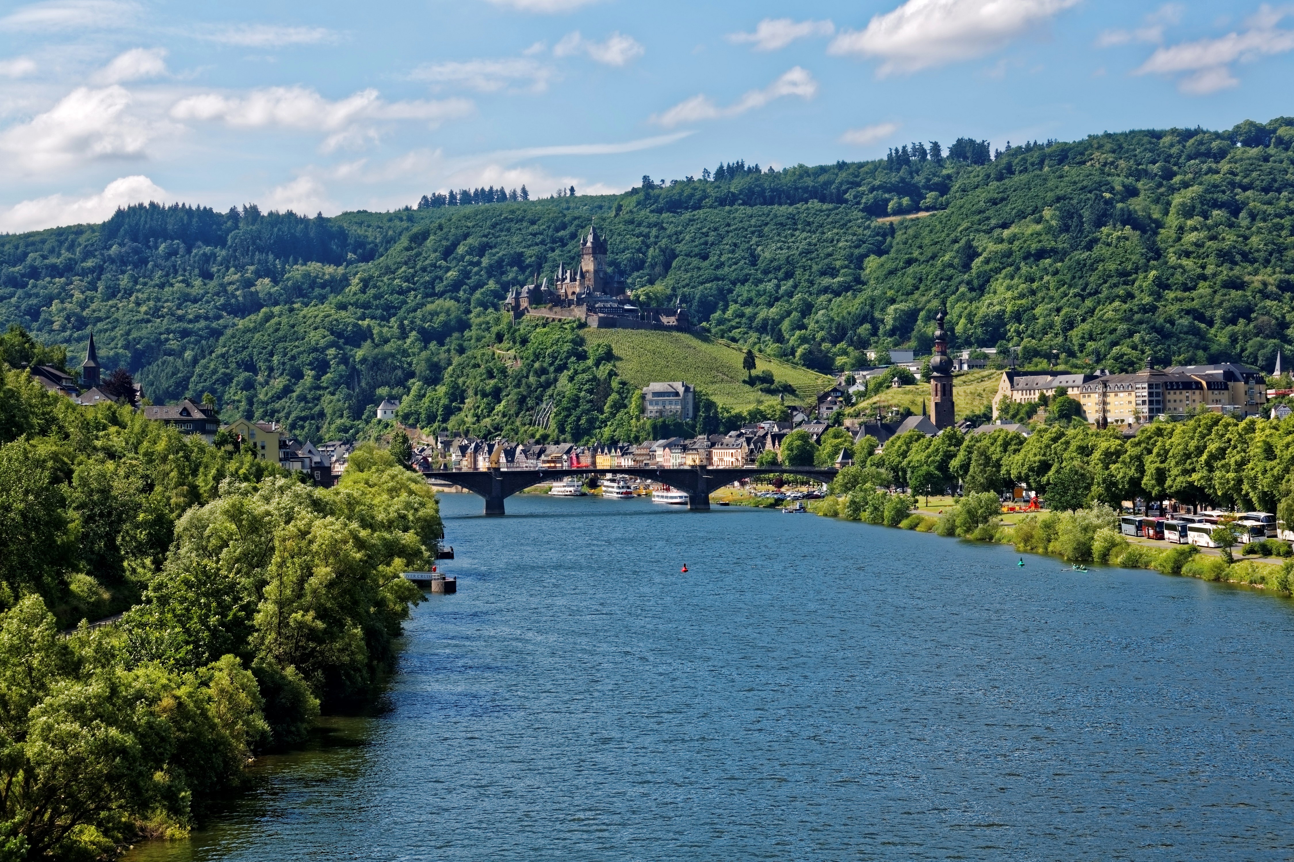 4K Germany River Town with Castle HD Wallpaper