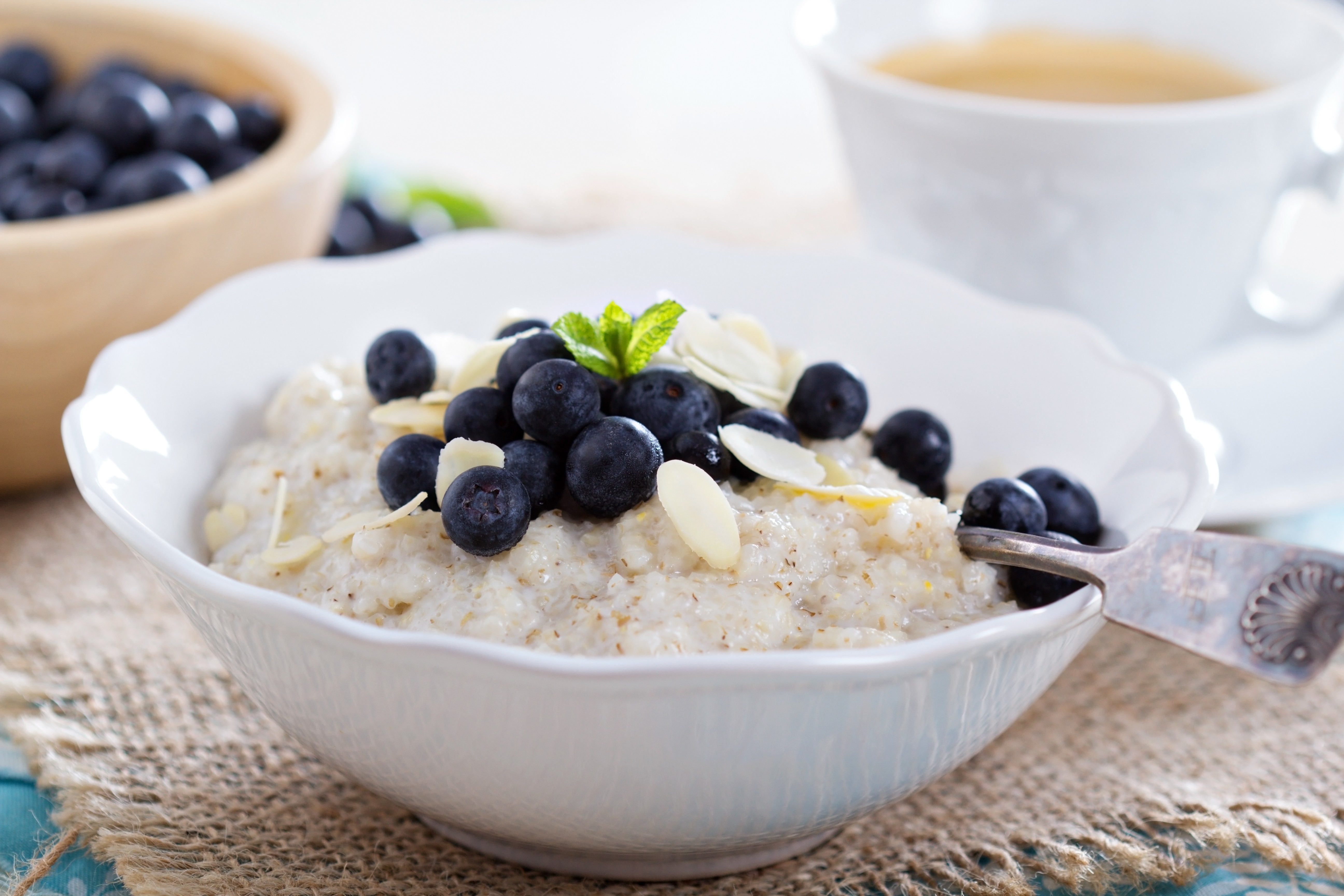 Oatmeal with Blueberries and Almonds HD Wallpaper