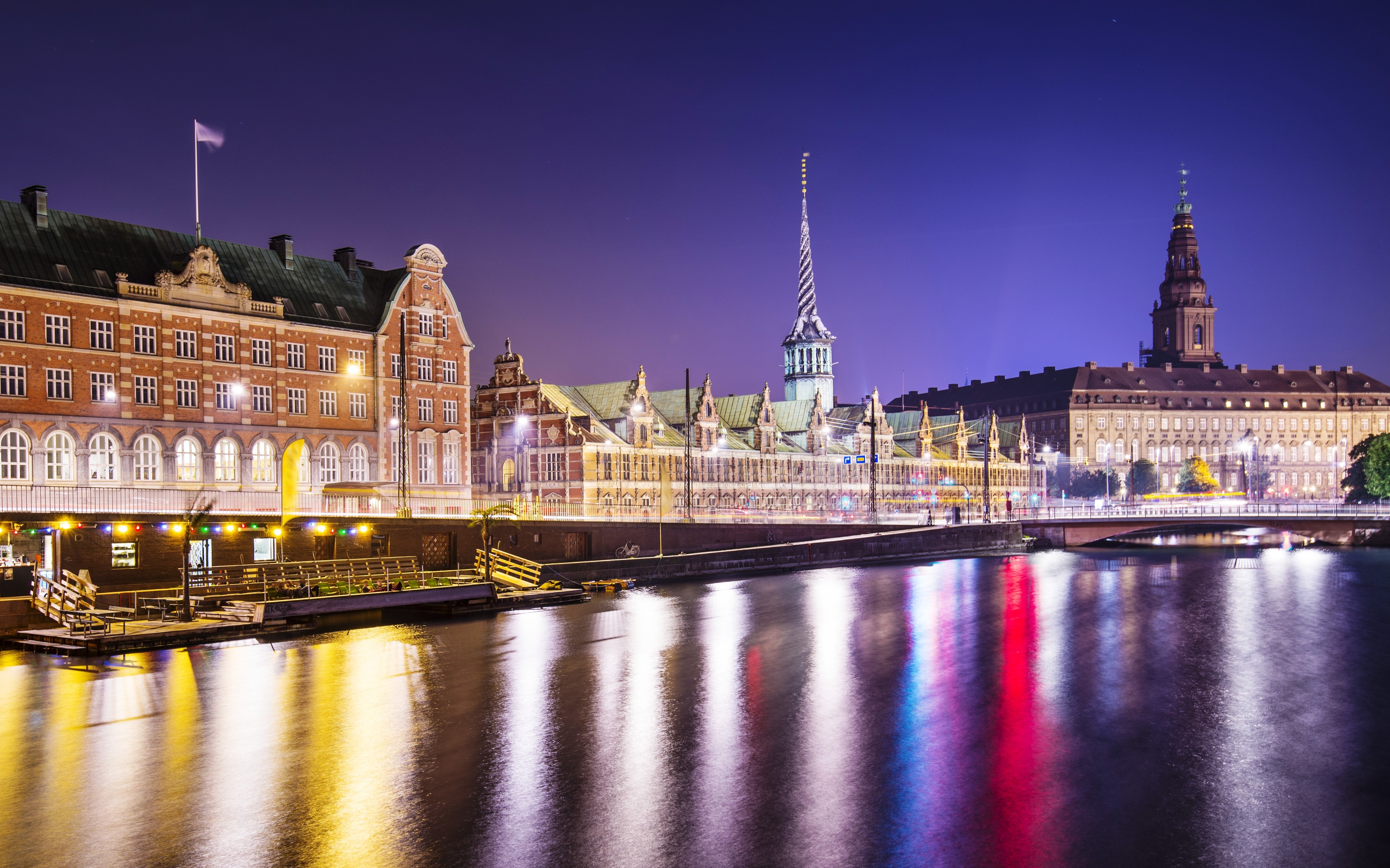 Copenhagen Canal at Night, Denmark HD Wallpaper