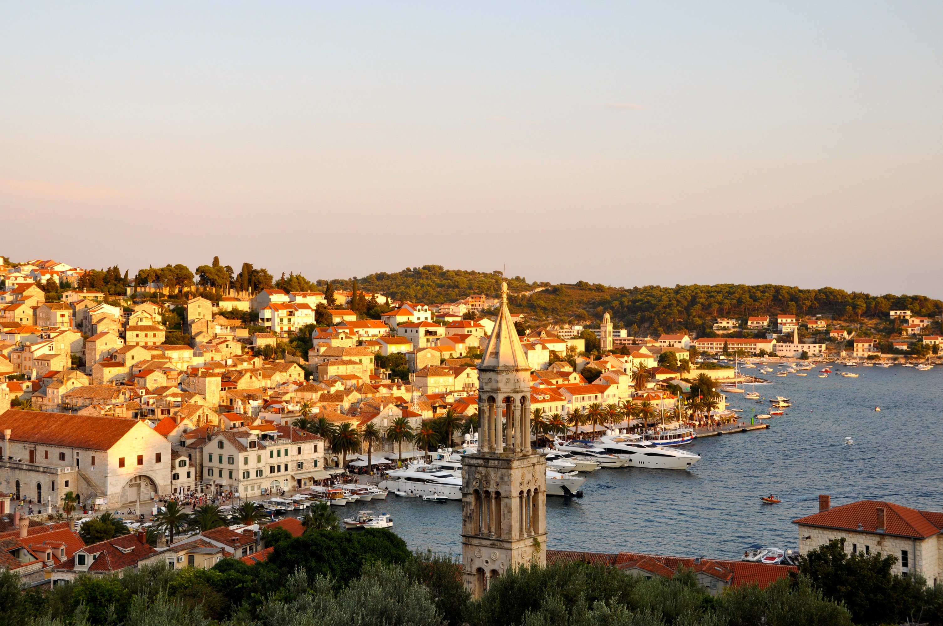 Hvar Island Croatia Coastal Town with Marina HD Wallpaper
