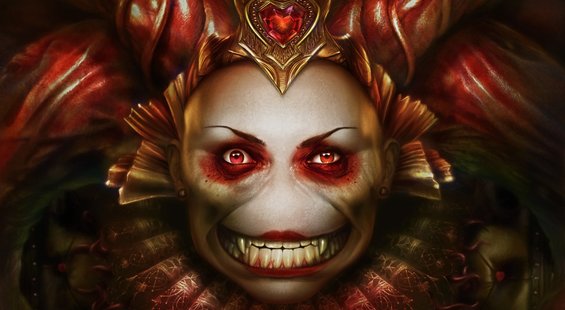 Queen of Monsters with Red Eyes and Sharp Teeth HD Wallpaper