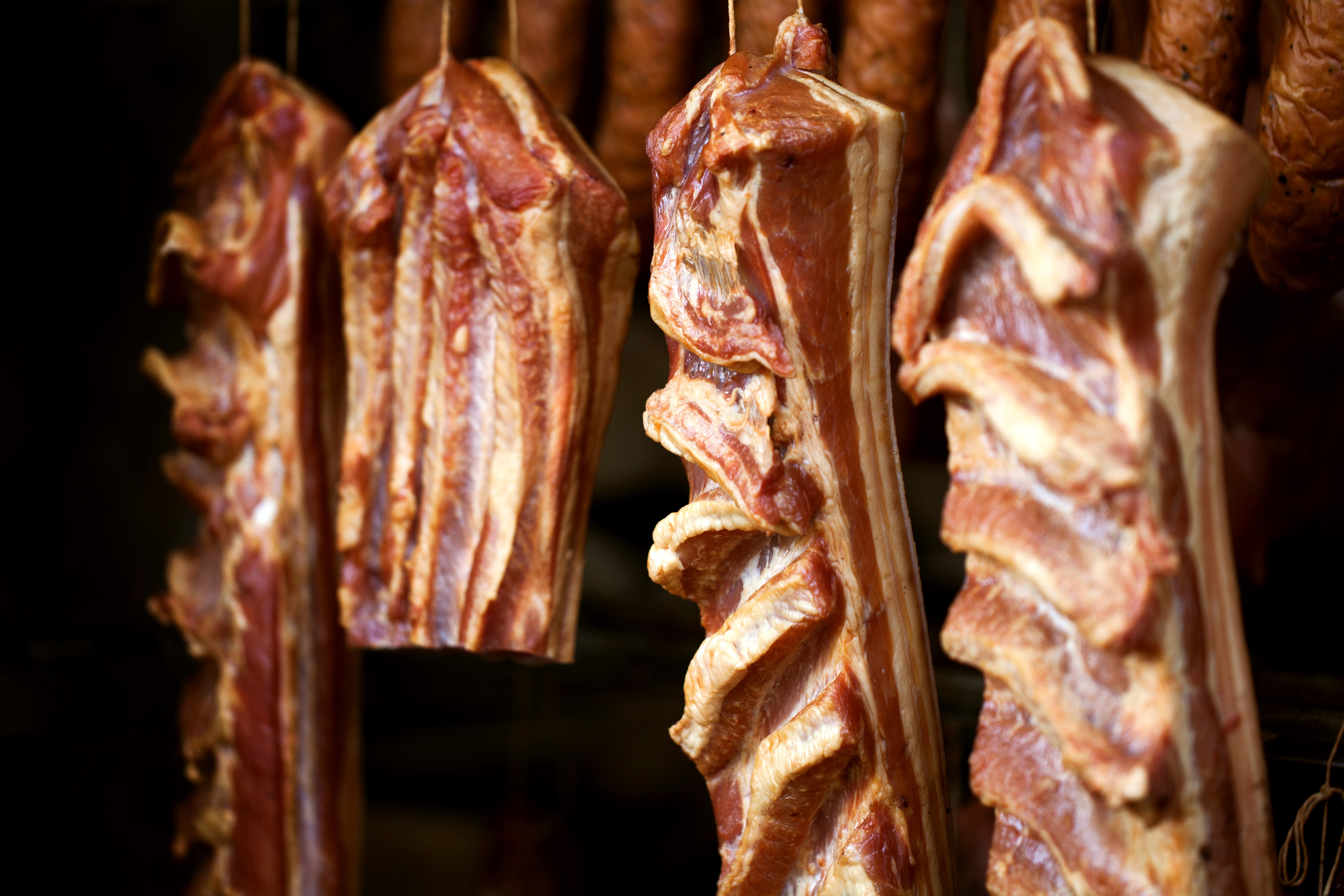 Smoked Meat Products Hanging HD Wallpaper