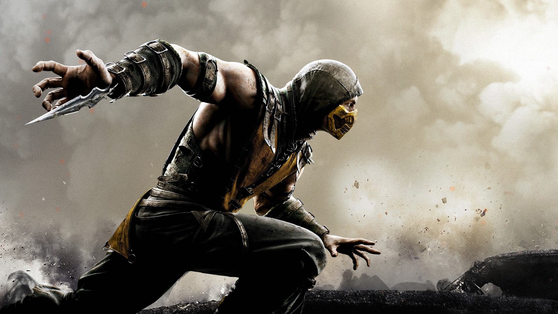 Scorpion from Mortal Kombat with a mask and hood HD Wallpaper