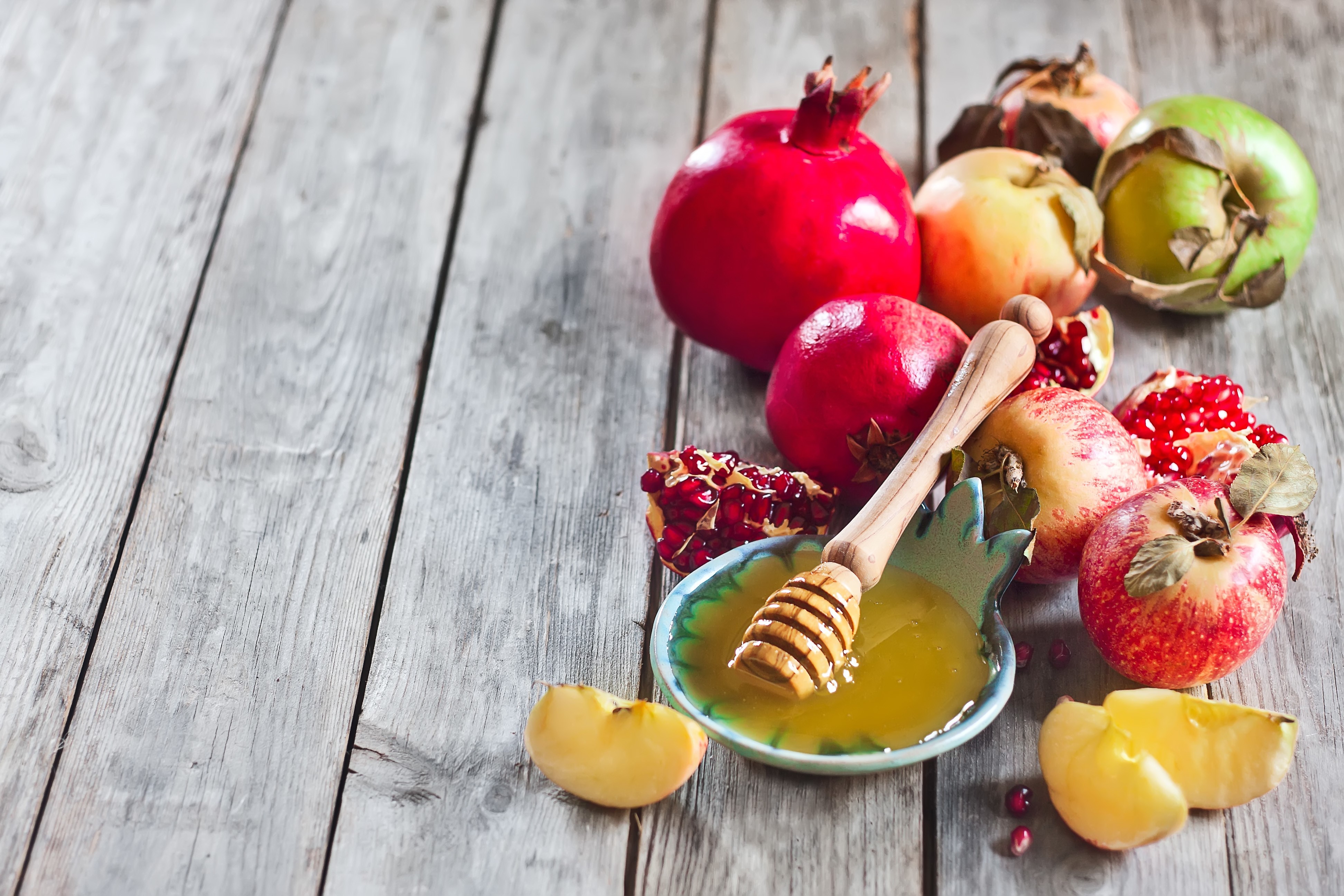 Apples and Pomegranates with Honey HD Wallpaper