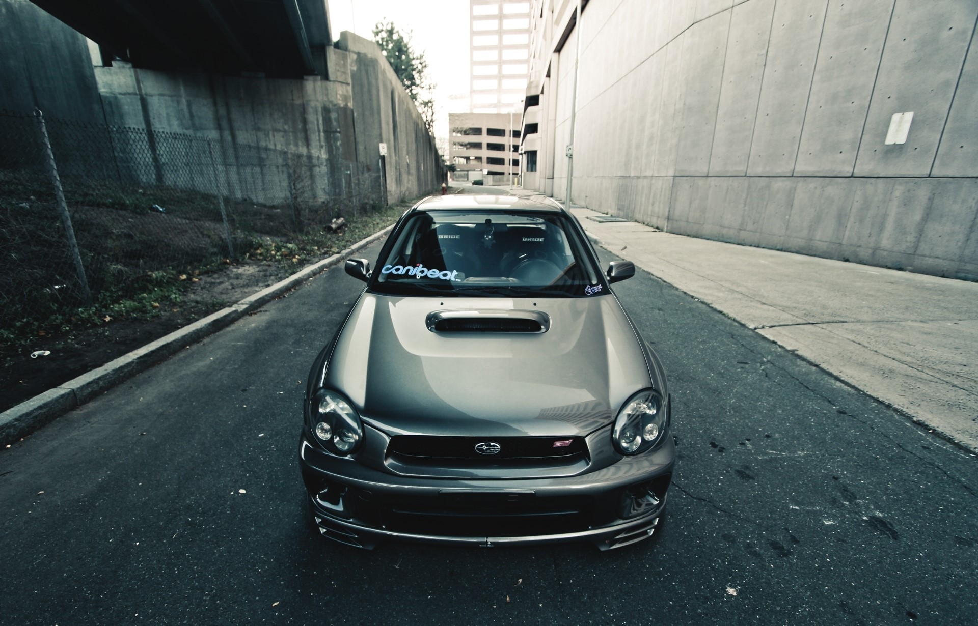 Subaru WRX STI parked on a street HD Wallpaper