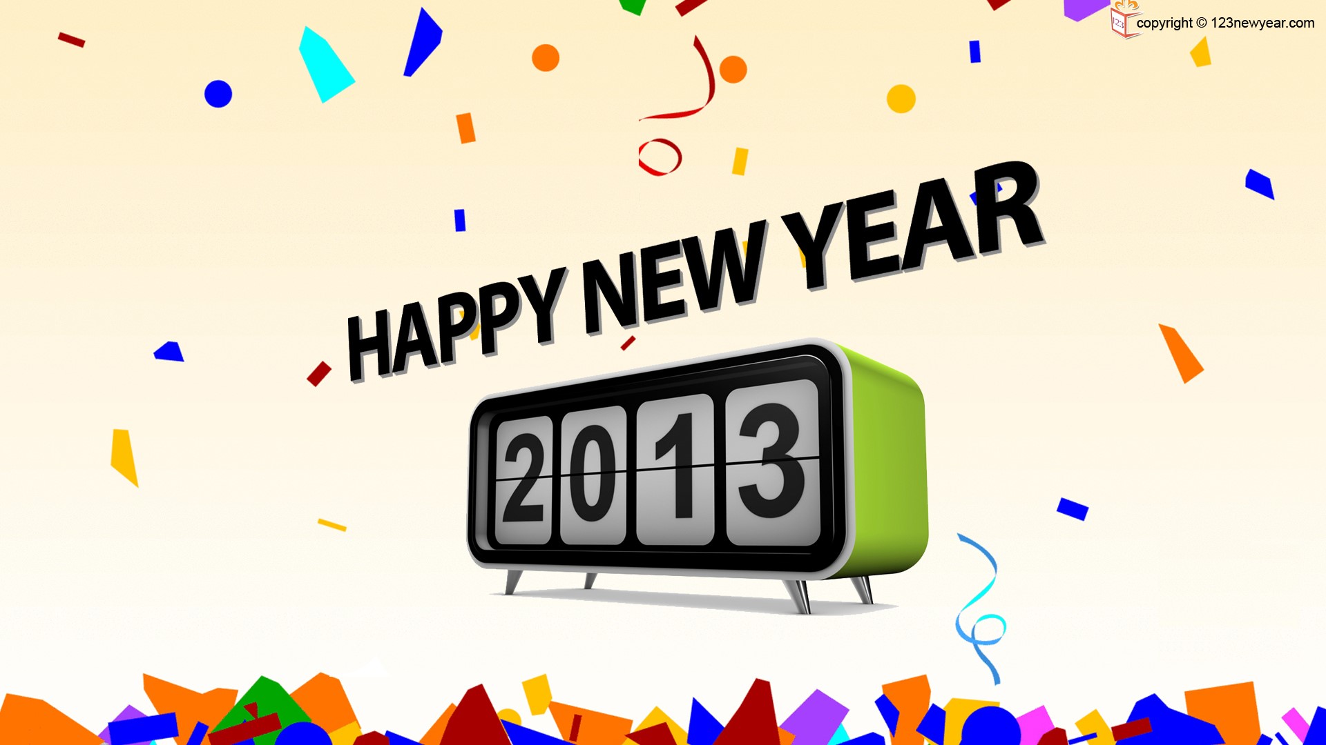Happy New Year 2013 with Confetti HD Wallpaper