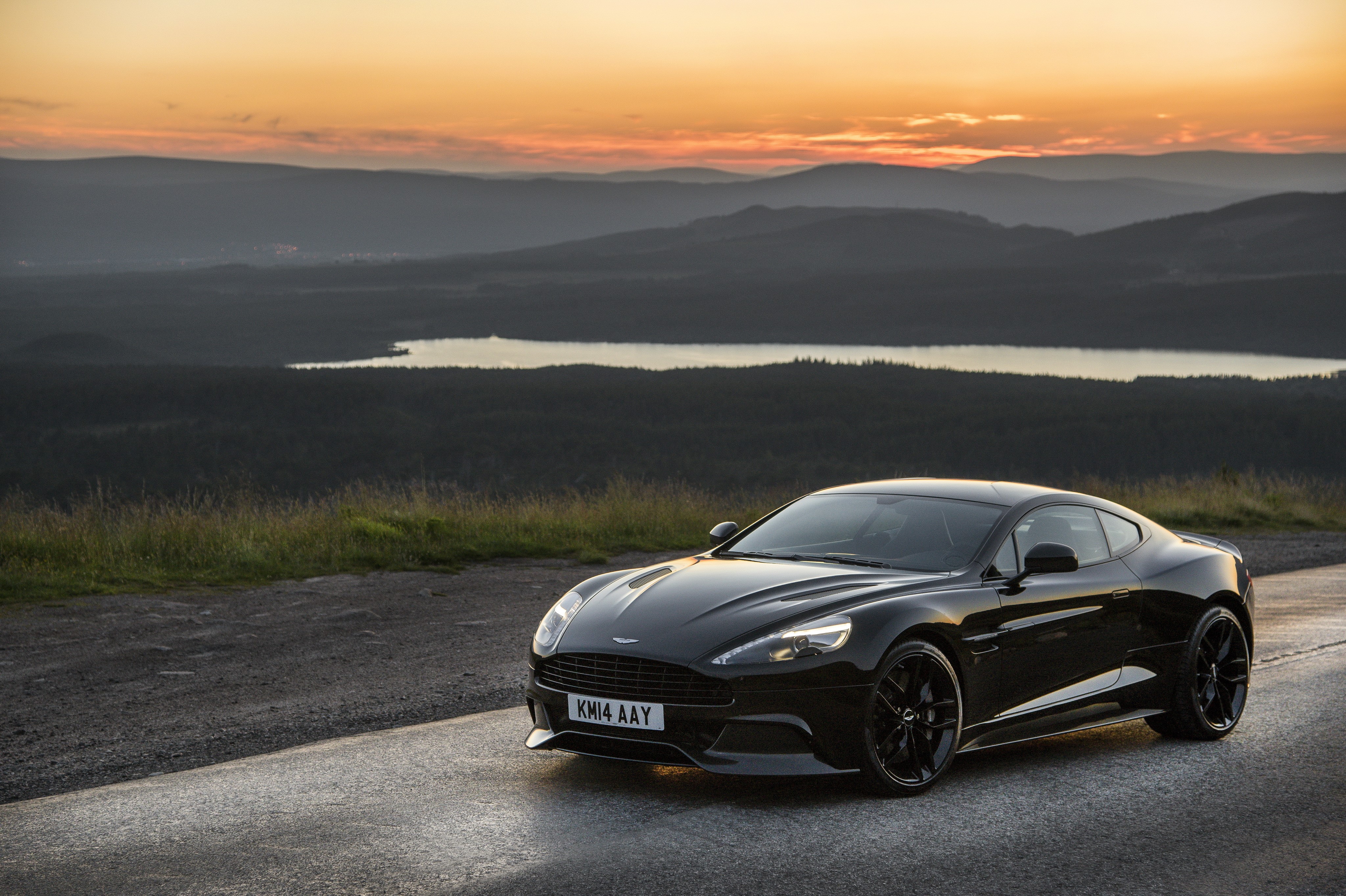 Black 2014 Aston Martin Vanquish at Sunset HD Wallpaper
