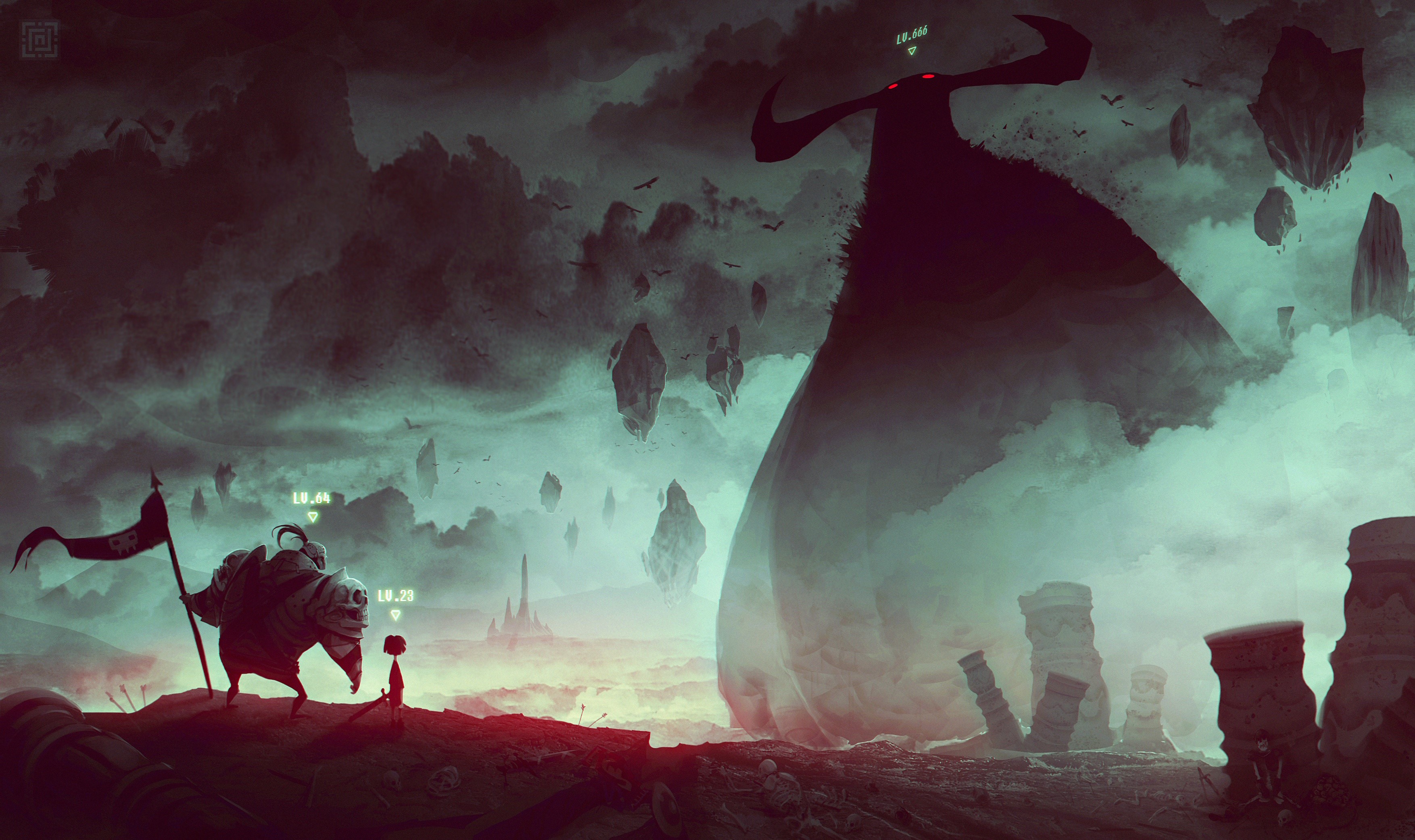 Fantastic world Warriors Monsters HD Wallpaper