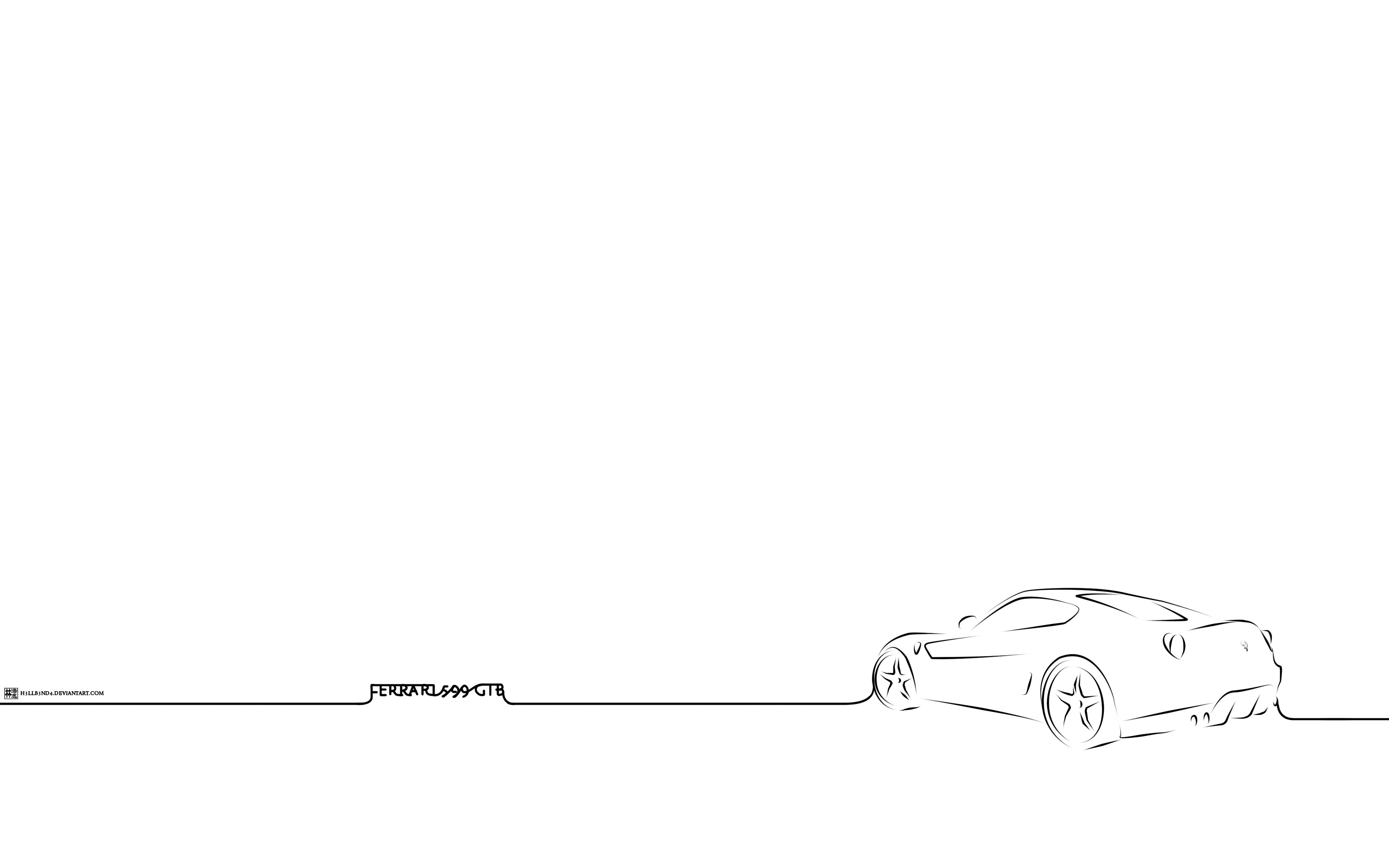 Ferrari 599 GTB Fiorano line art HD Wallpaper