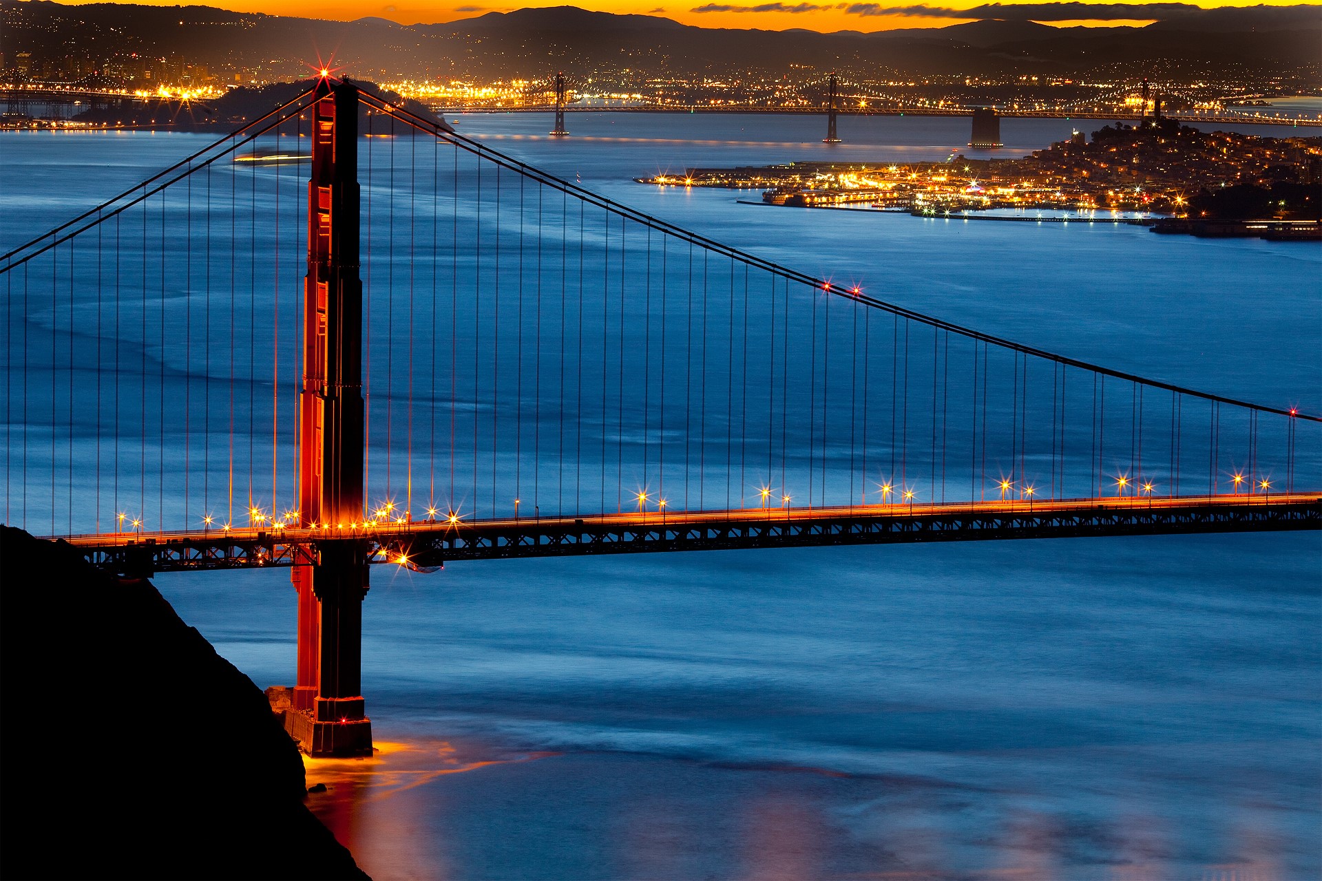 Golden Gate Bridge at Night in San Francisco HD Wallpaper