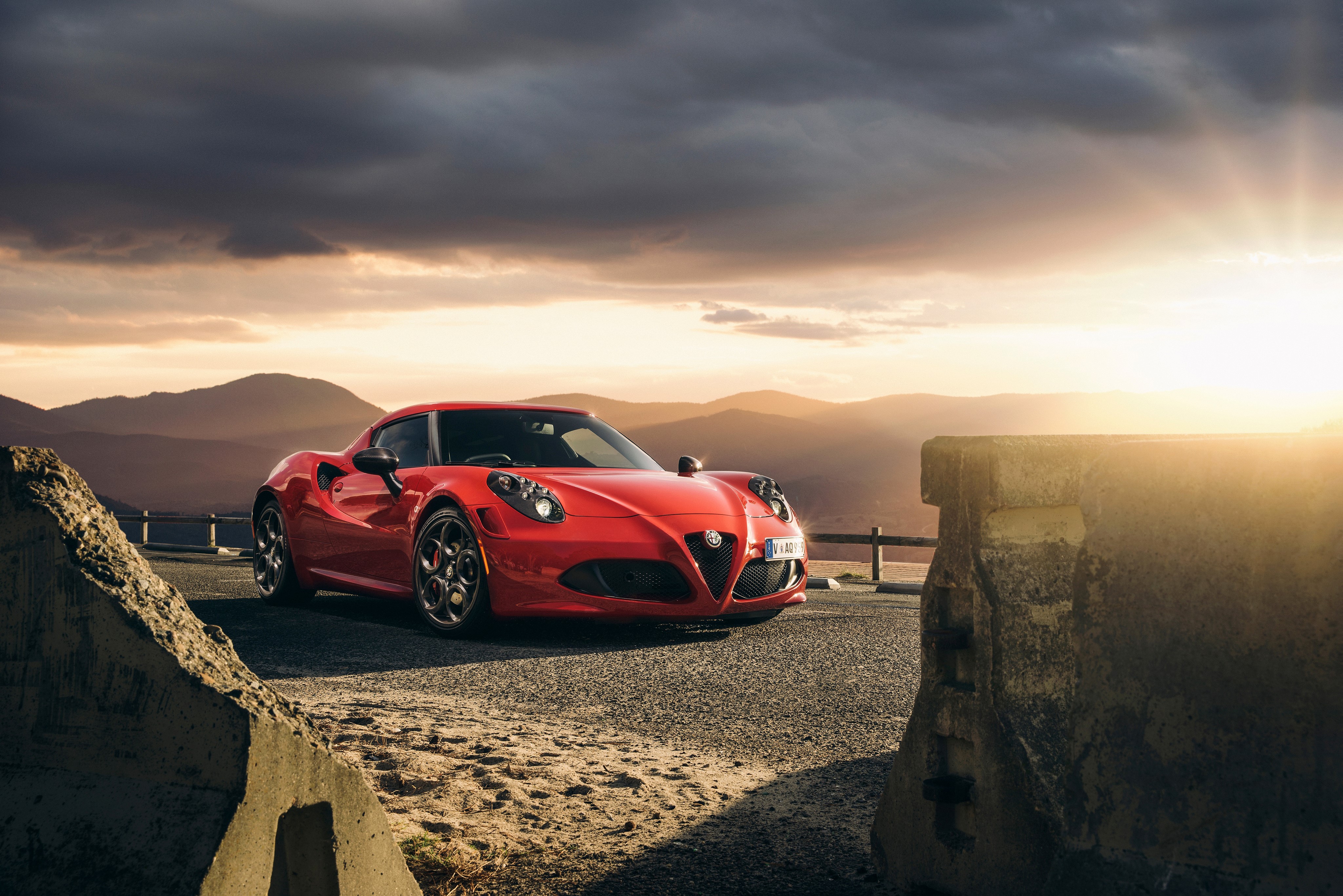 Red Alfa Romeo 4C Launch Edition 2015 Sport car HD Wallpaper