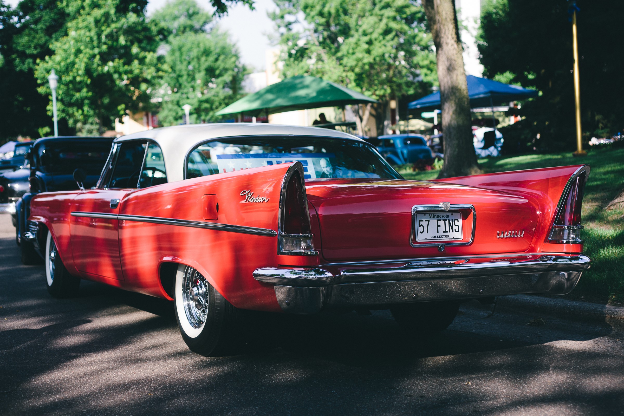 1957 Chrysler Windsor, Red Classic Car HD Wallpaper