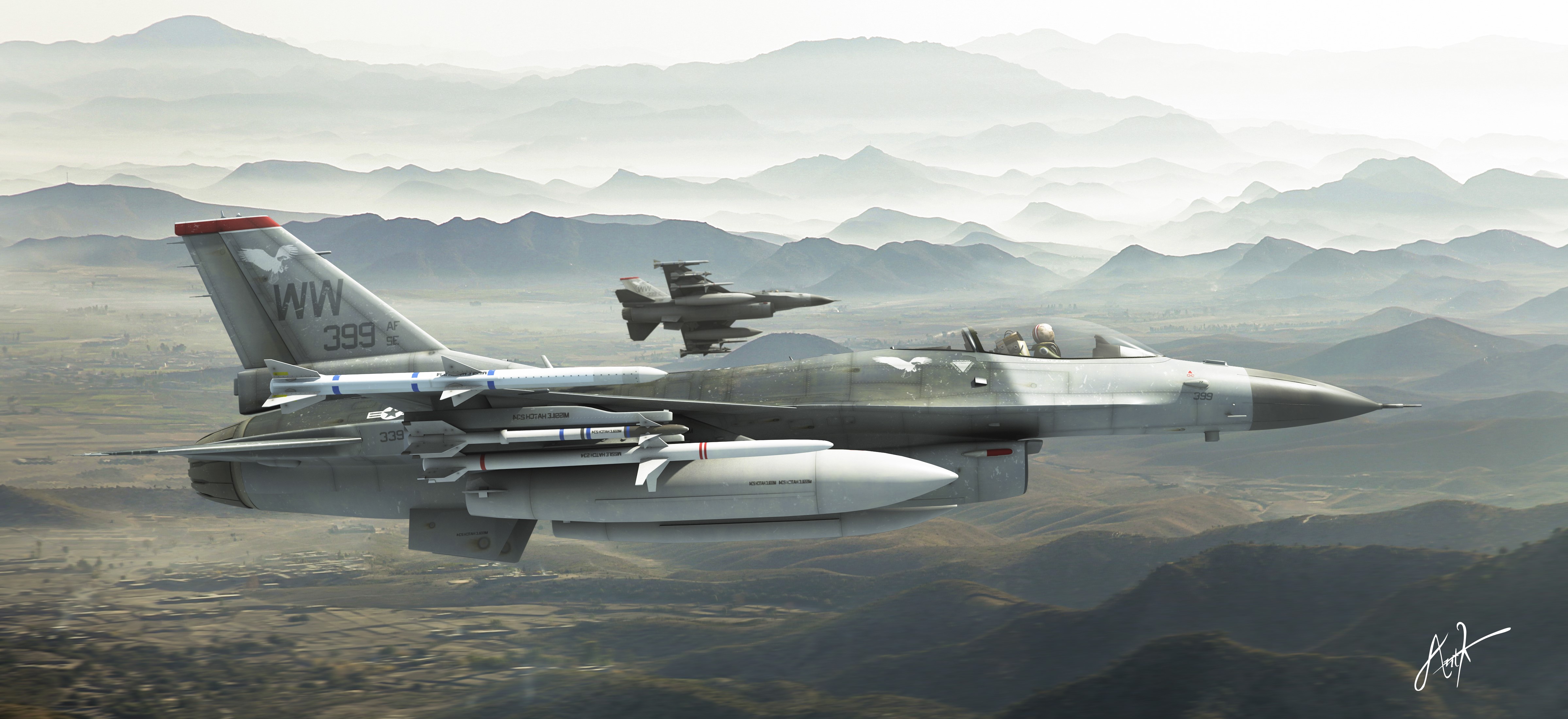 4K Painting Art of Fighting Falcons by Antonis Karidis HD Wallpaper