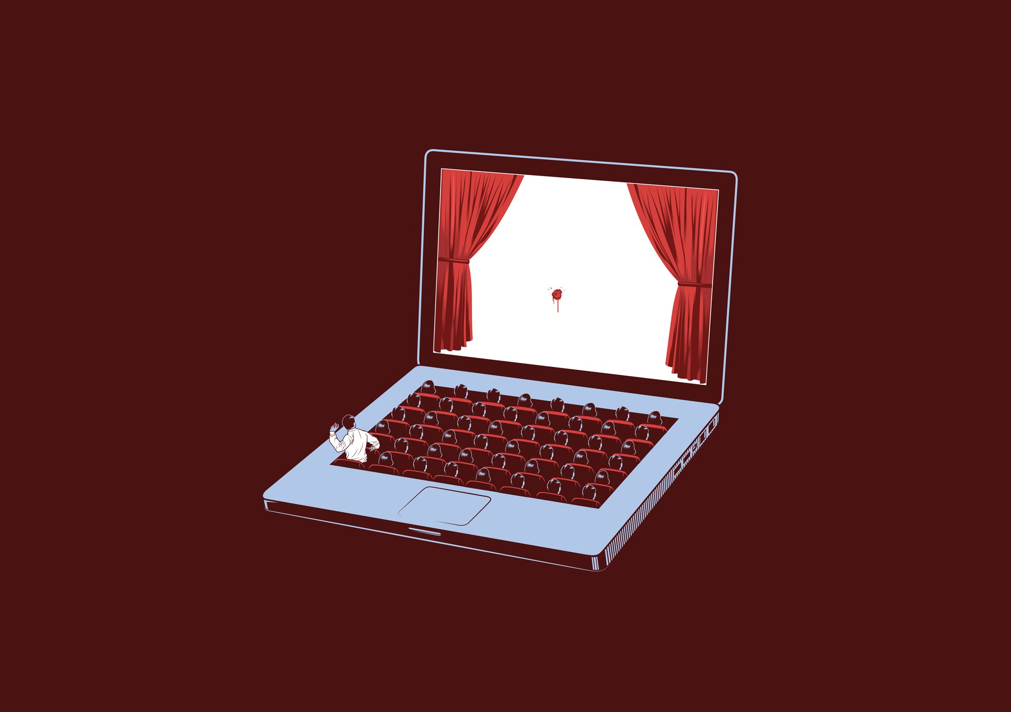 Laptop as a theater with a single audience member HD Wallpaper