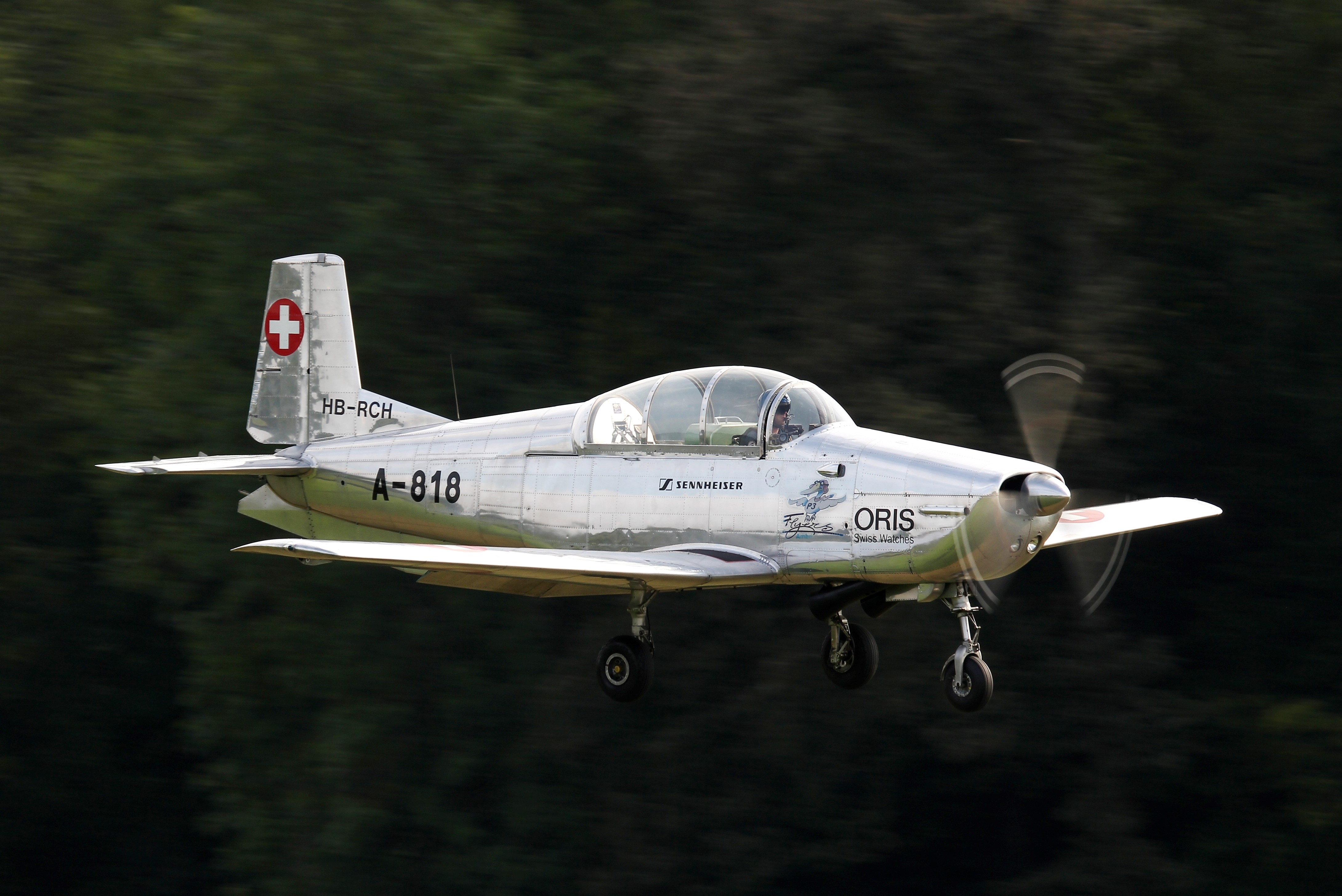 Pilatus P-3 Airplane HB-RCH A-818 in flight HD Wallpaper