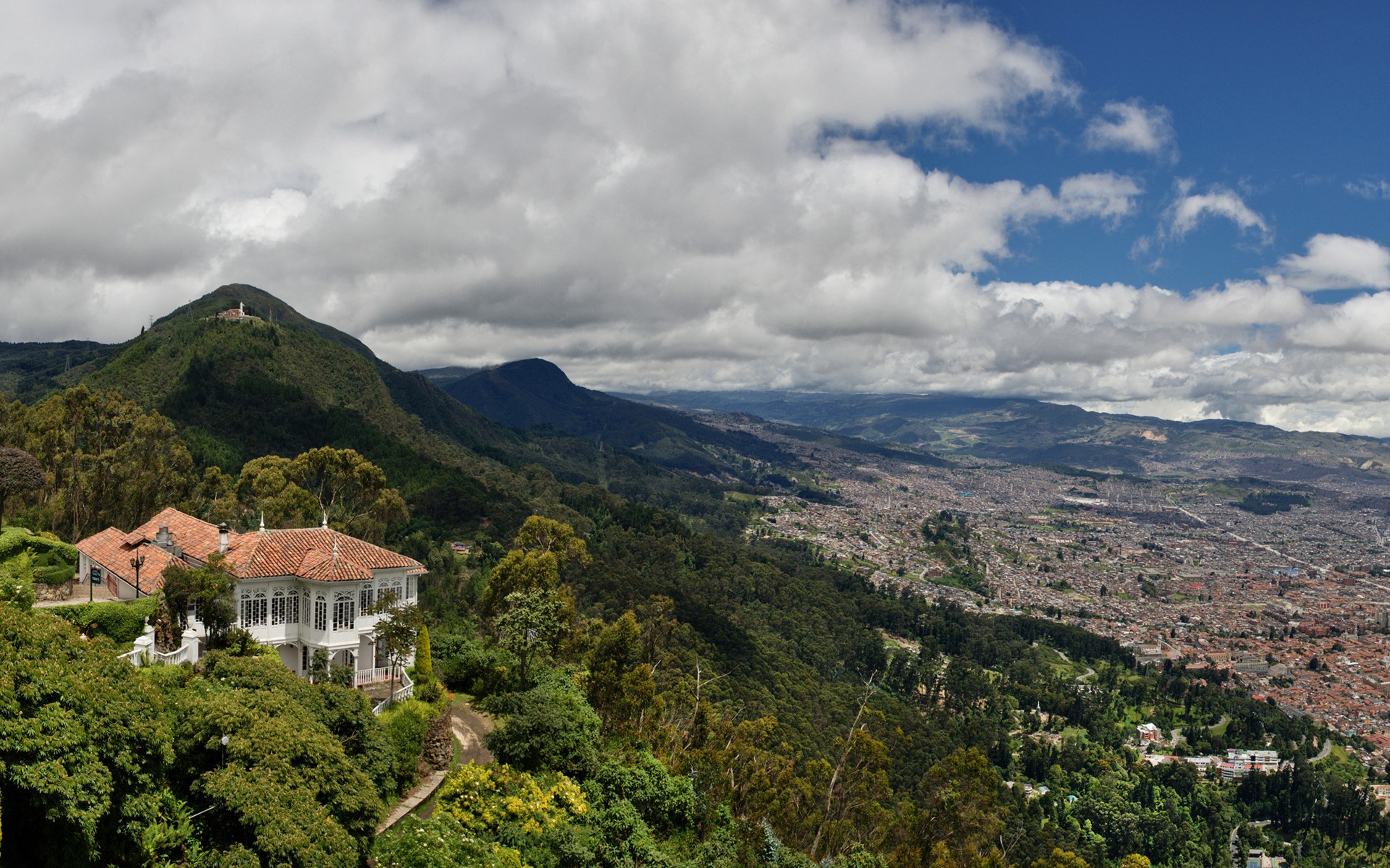 Bogota, Colombia: Cityscape from Monserrate Hill HD Wallpaper