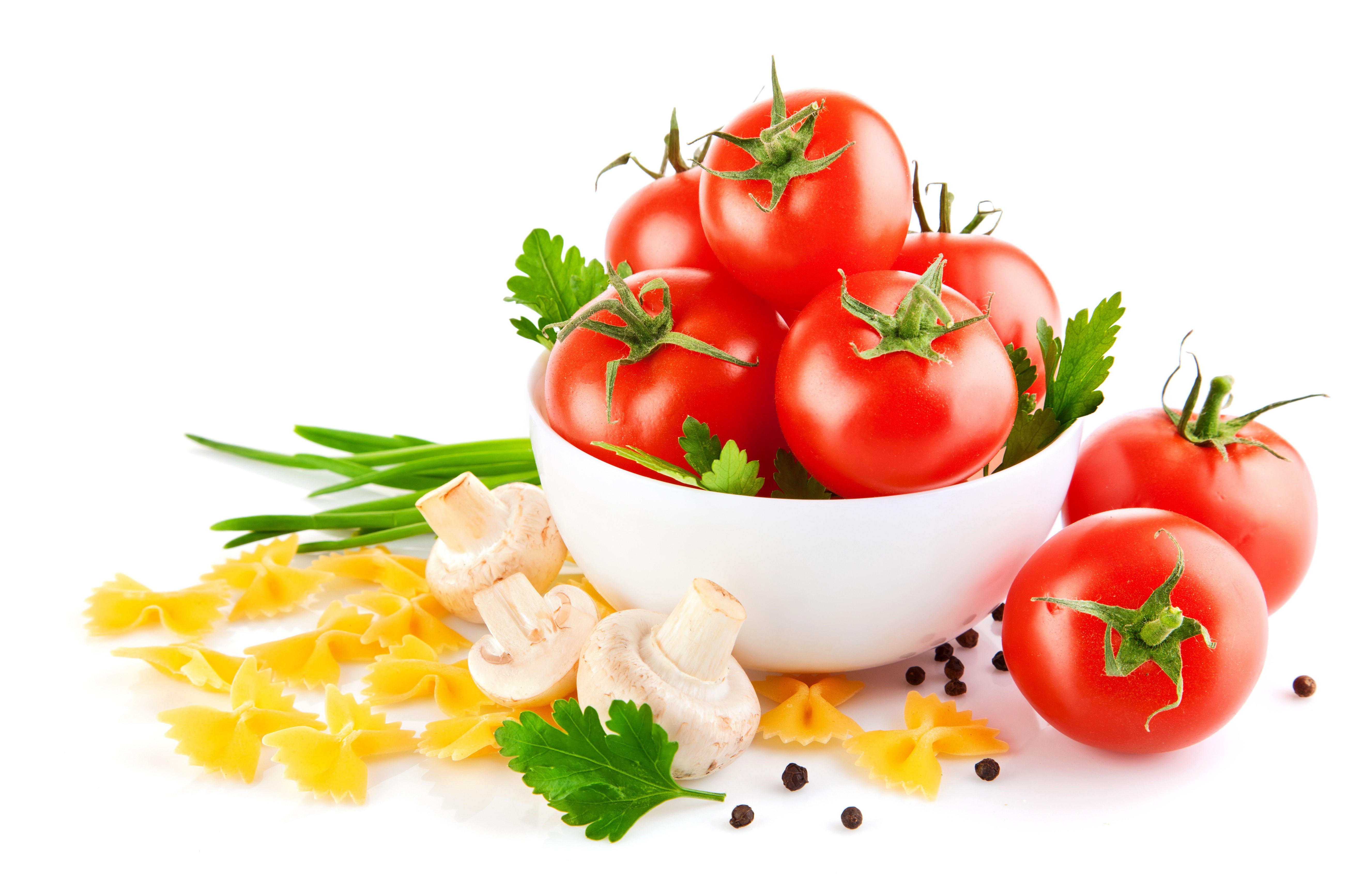 Tomatoes, Mushrooms, and Pasta HD Wallpaper